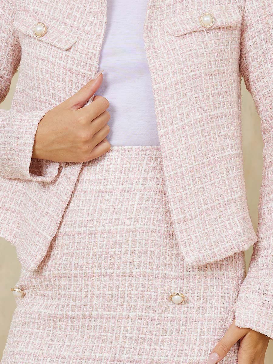 Tweed Cropped Jacket and Mini Skirt Co-Ords Set For Women at UAE