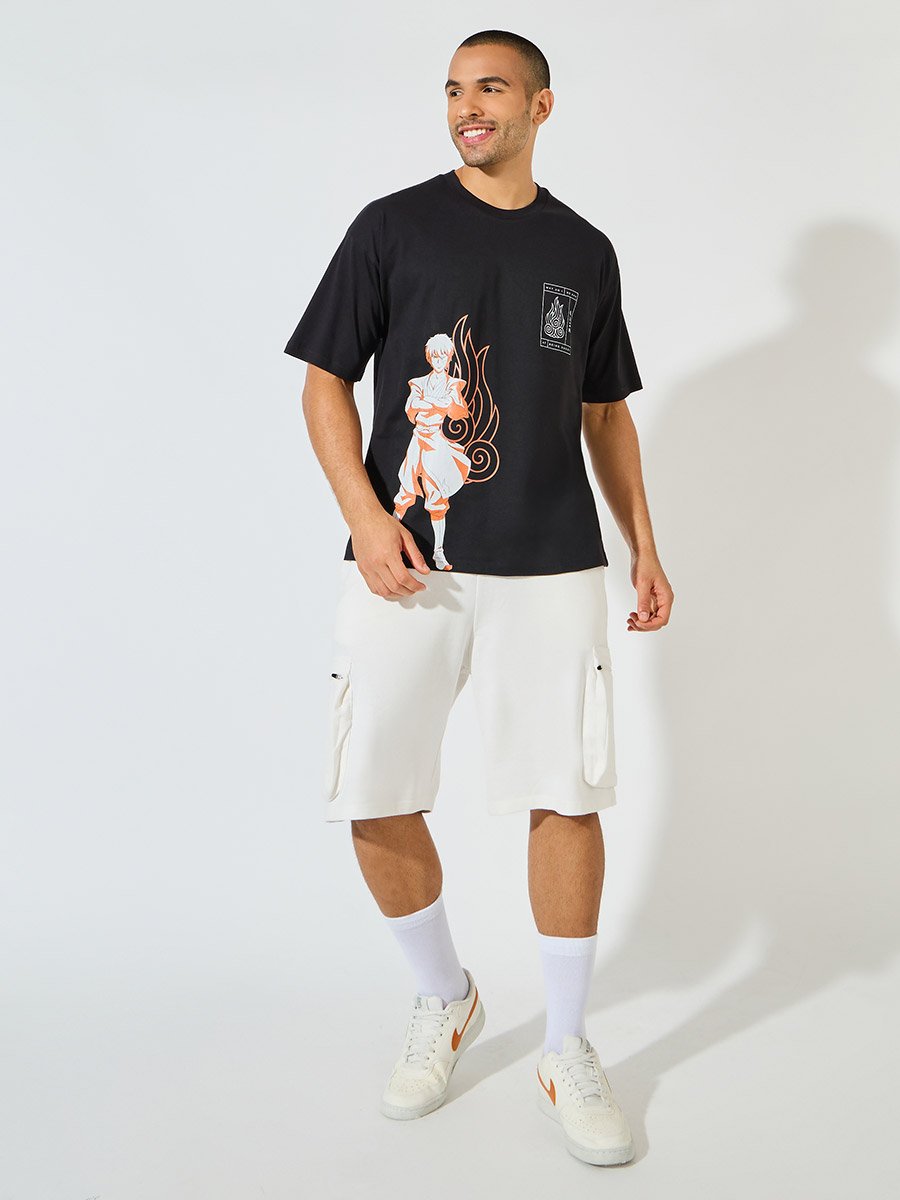 Avatar The Last Airbender Boys Aang & Momo Stance T-Shirt - Dark Aqua Blue Nickelodeon Tee