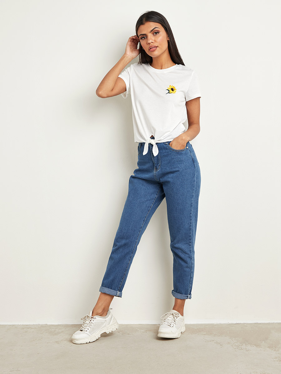 ★ALEXIA STAM★ Embroidered Tie Hem Shirt Care Bears™ x ALEXIA STAM] Graphic Tee | ALEXIA STAM