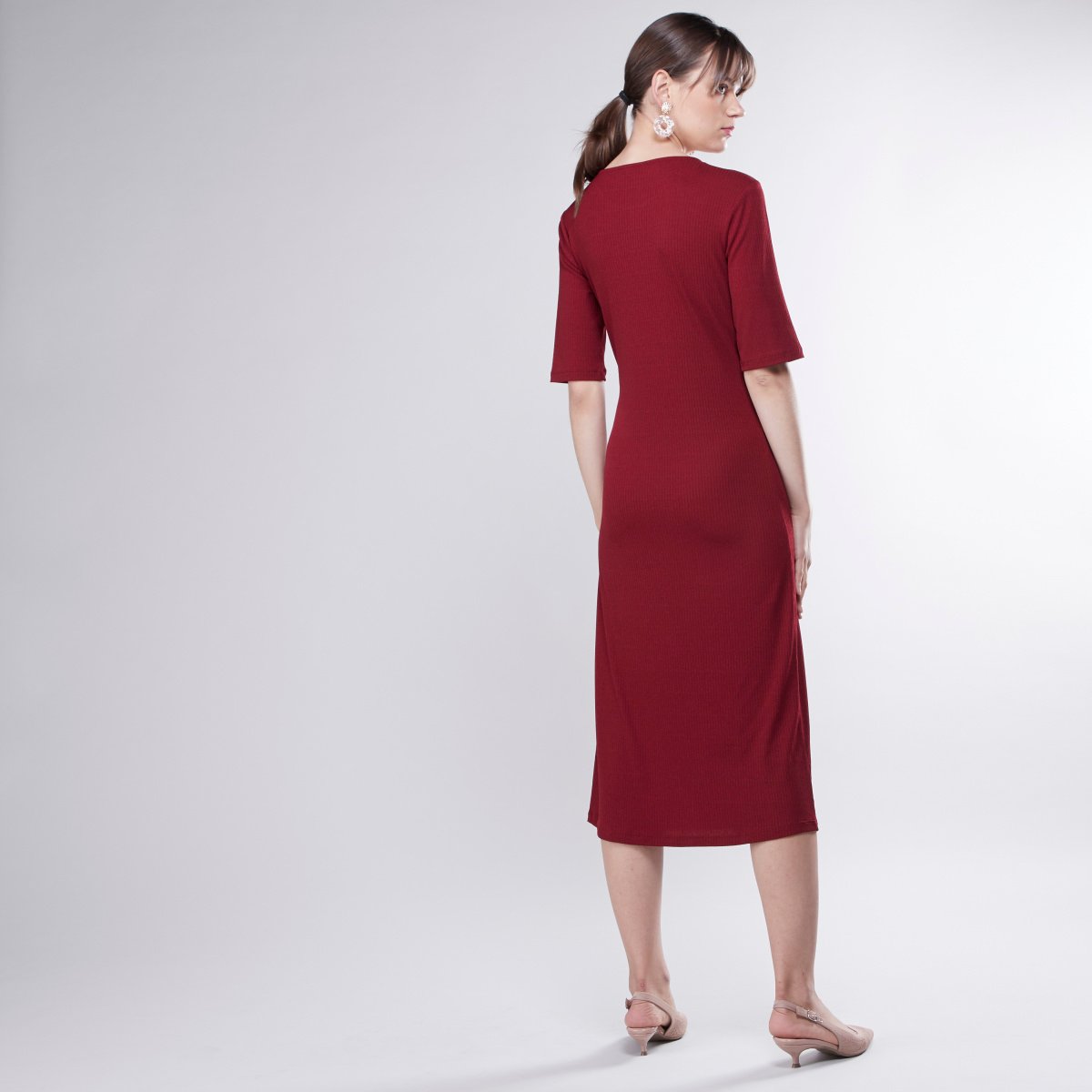 color dress Black High Neck Shift Midi Dress for work with grey panelling and zip –  Miss Métier