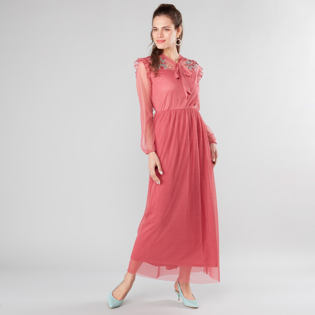 sachin and babi light blue dress Mesh Floral Dresses for Women