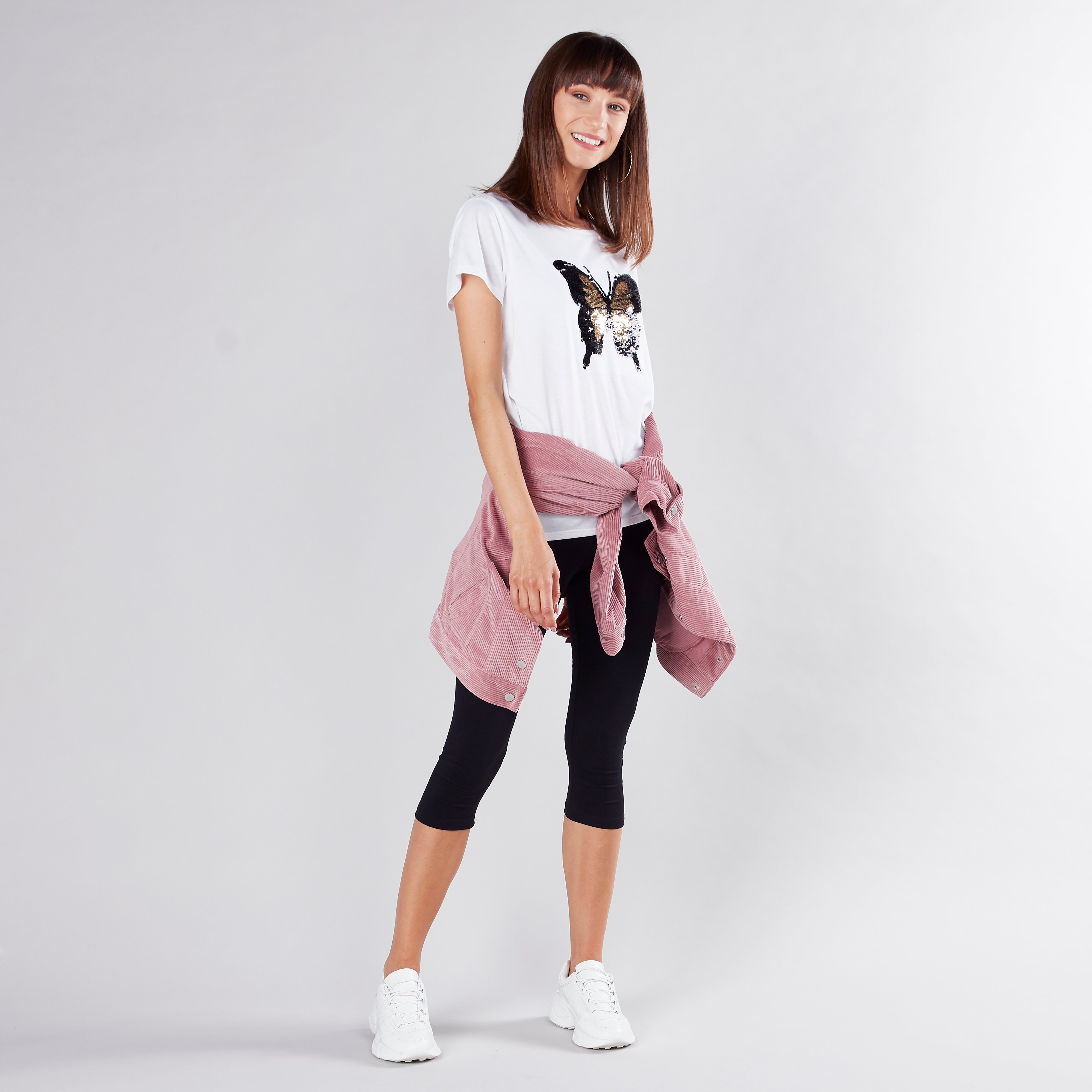 Solid Cropped Leggings with Elasticated Waistband