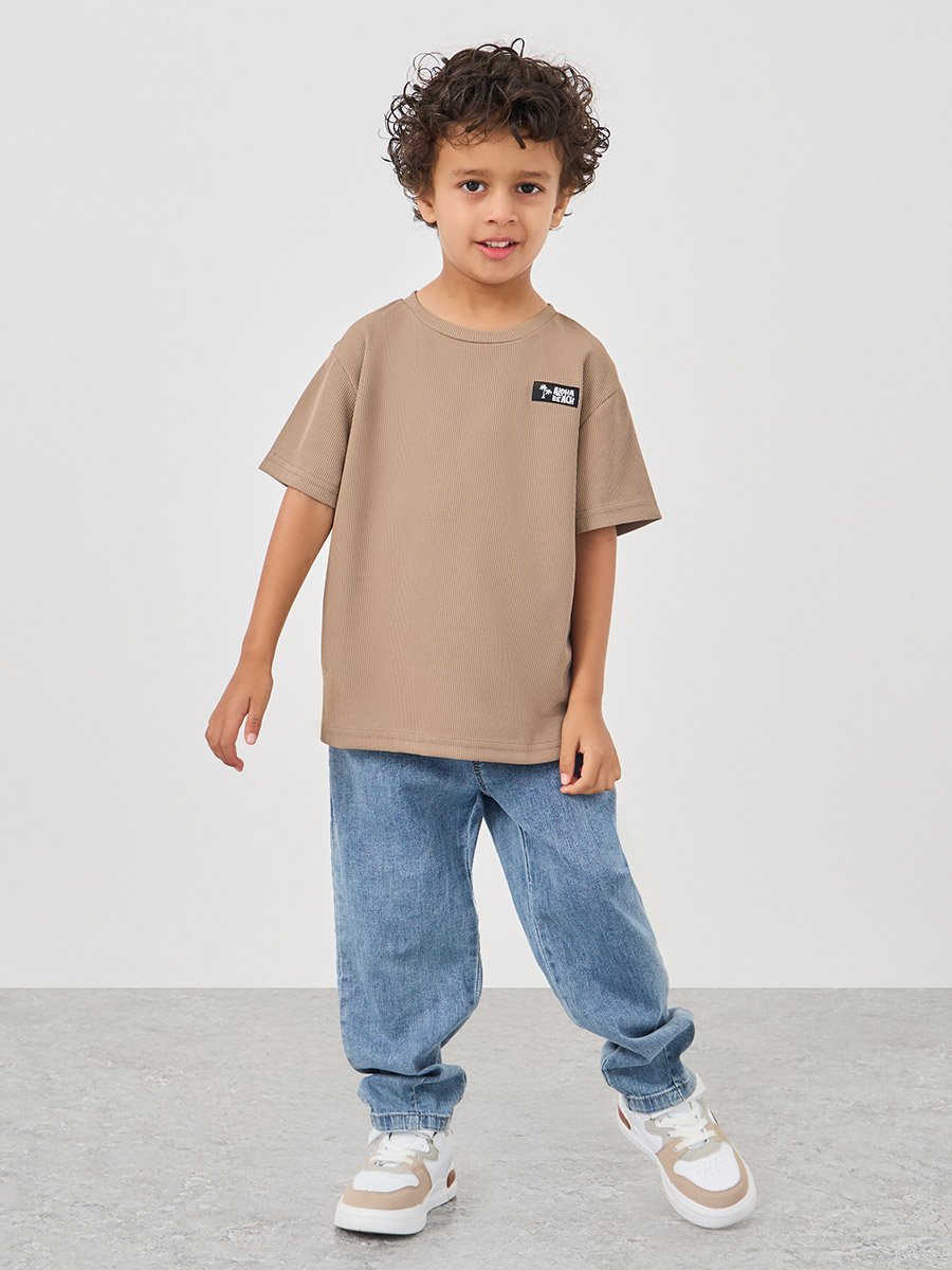 Elastic Waistband Loose Fit Jeans