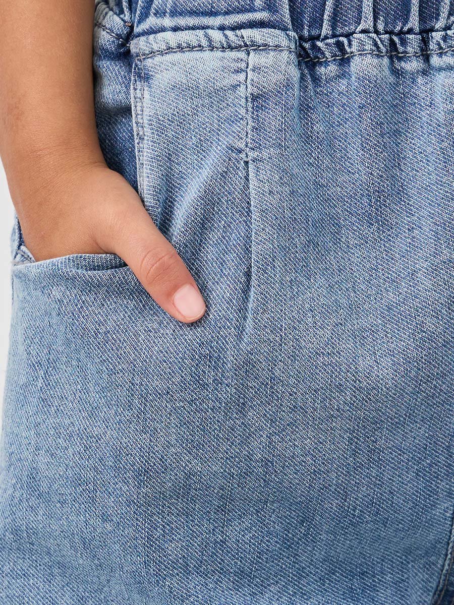 Elastic Waistband Loose Fit Jeans