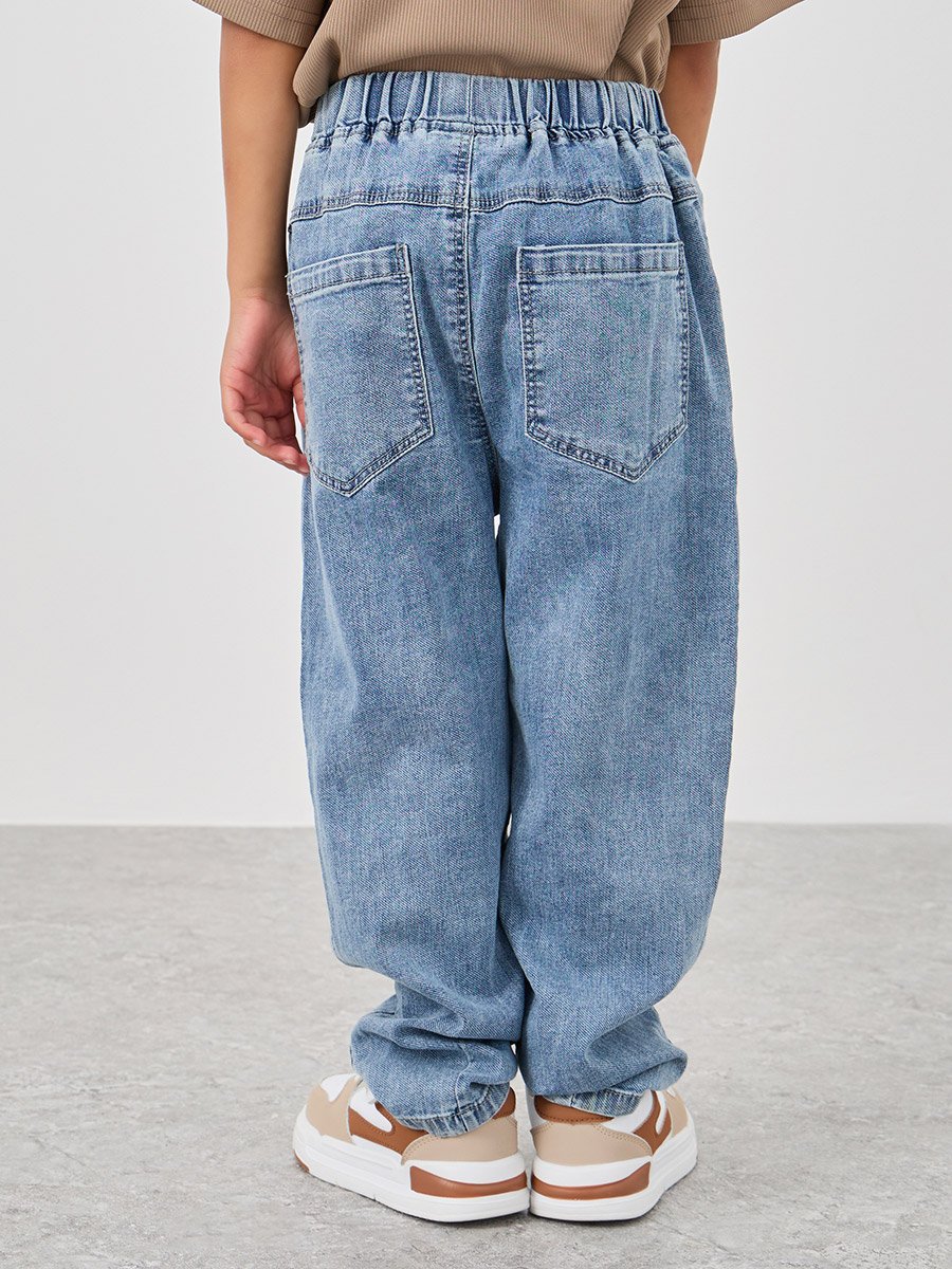 Elastic Waistband Loose Fit Jeans