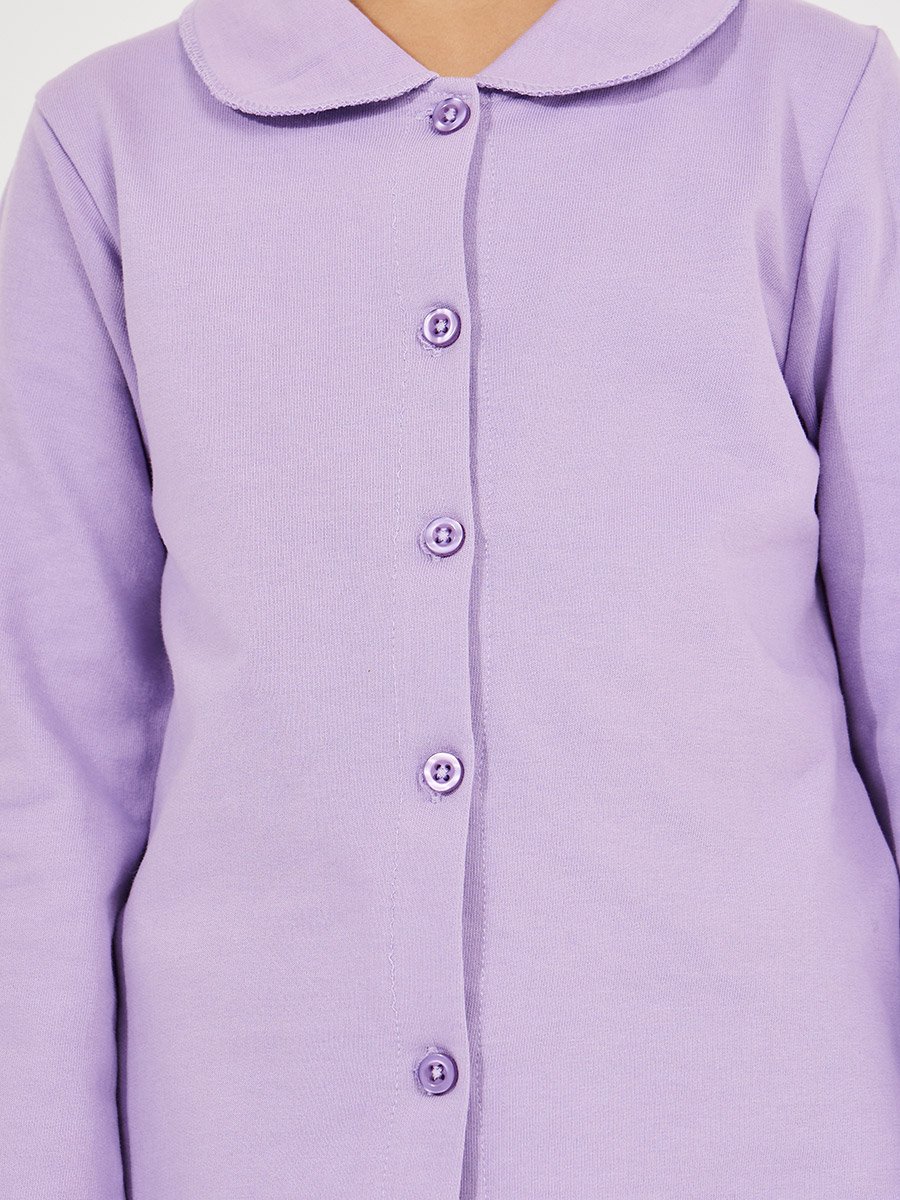 Collared Button Down Shirt and Pyjama Set