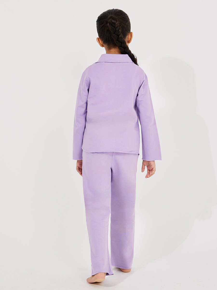 Collared Button Down Shirt and Pyjama Set