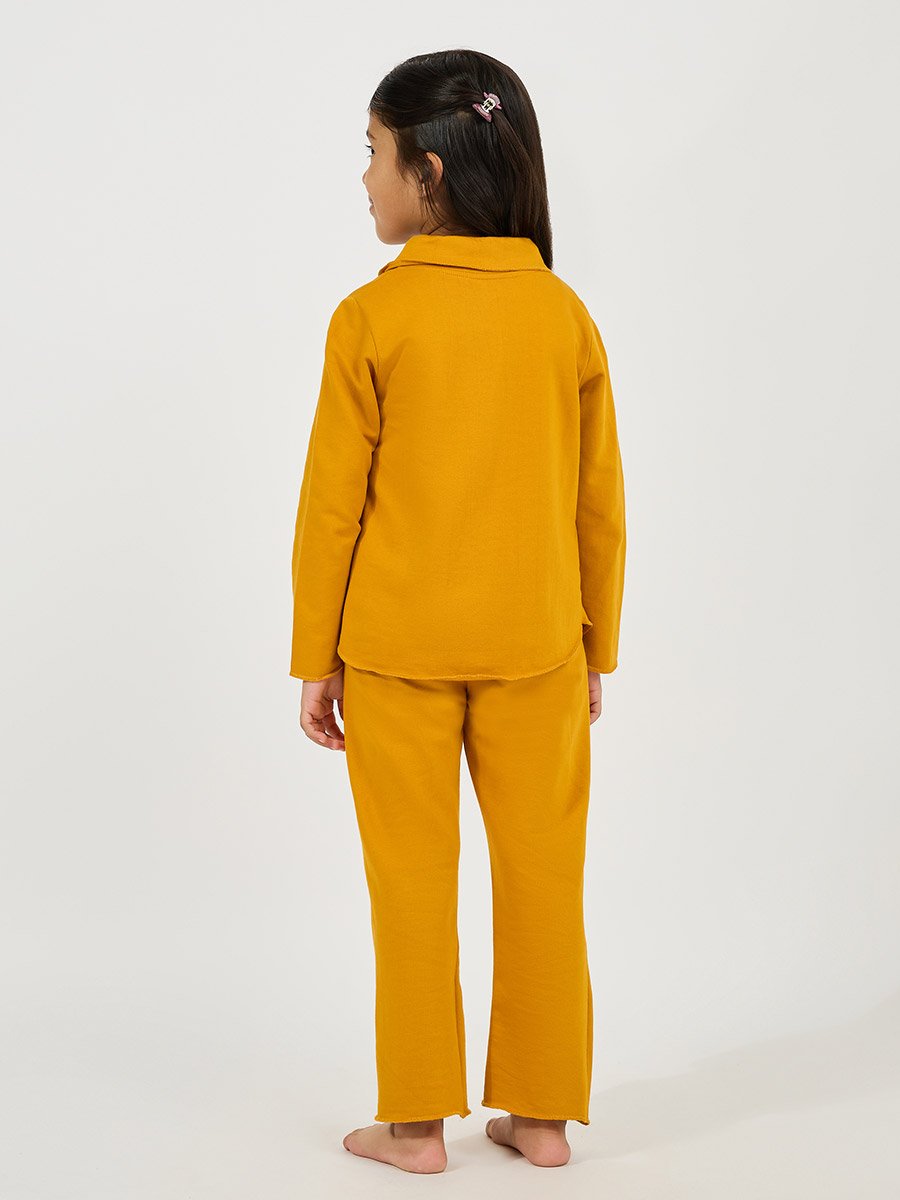 Collared Button Down Shirt and Pyjama Set