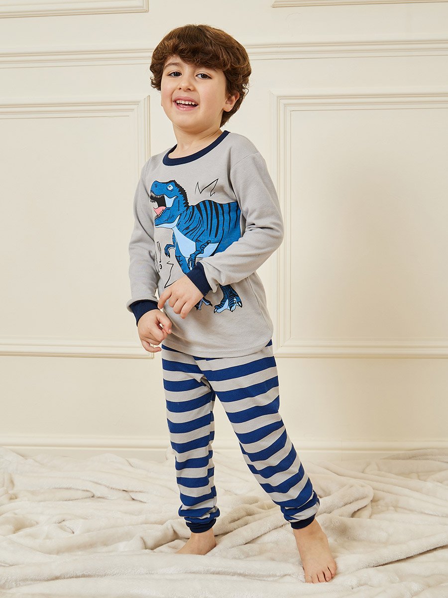 Dinosaur Printed T-Shirt and Pyjama Set