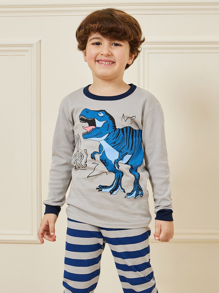 Dinosaur Printed T-Shirt and Pyjama Set