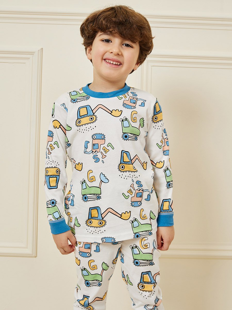 Graphic Printed T-Shirt and Pyjama Set