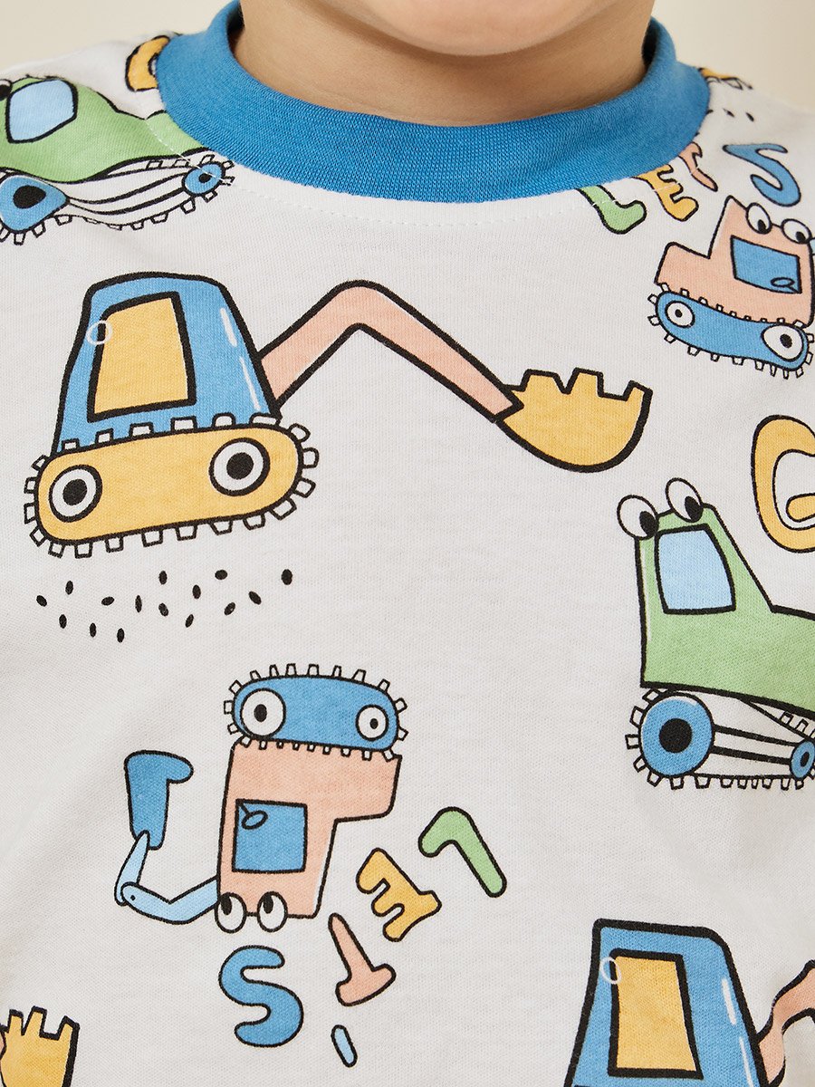 Graphic Printed T-Shirt and Pyjama Set