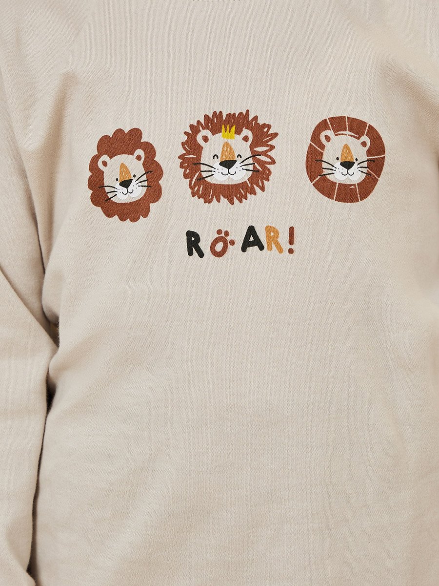 Cartoon Printed T-Shirt and Striped Pyjama Set