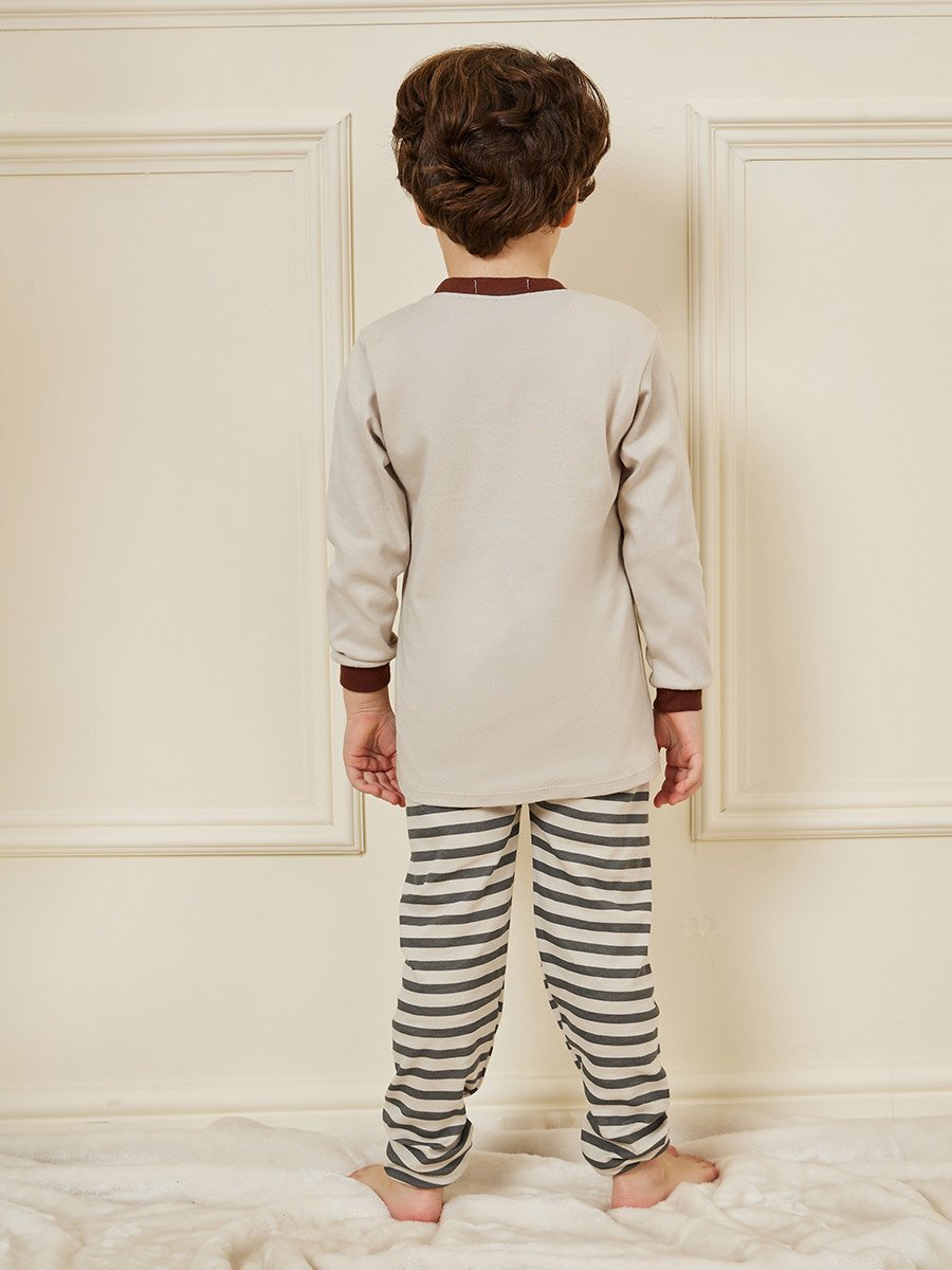 Cartoon Printed T-Shirt and Striped Pyjama Set