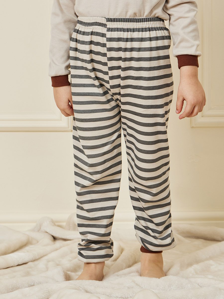 Cartoon Printed T-Shirt and Striped Pyjama Set
