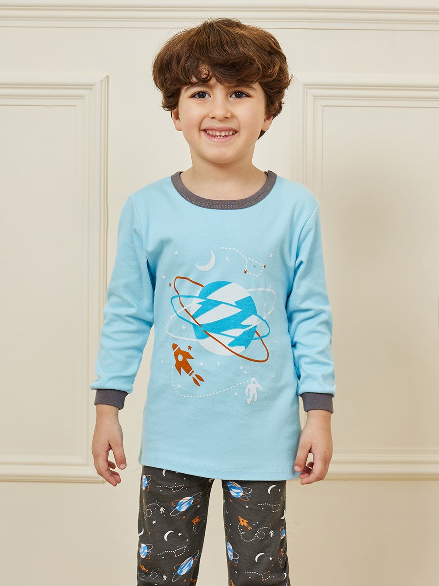 Graphic Print T-Shirt and Pyjama Set
