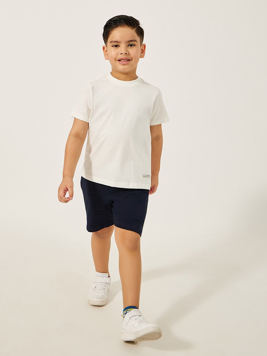 Solid Round Neck T-Shirt and Shorts Set