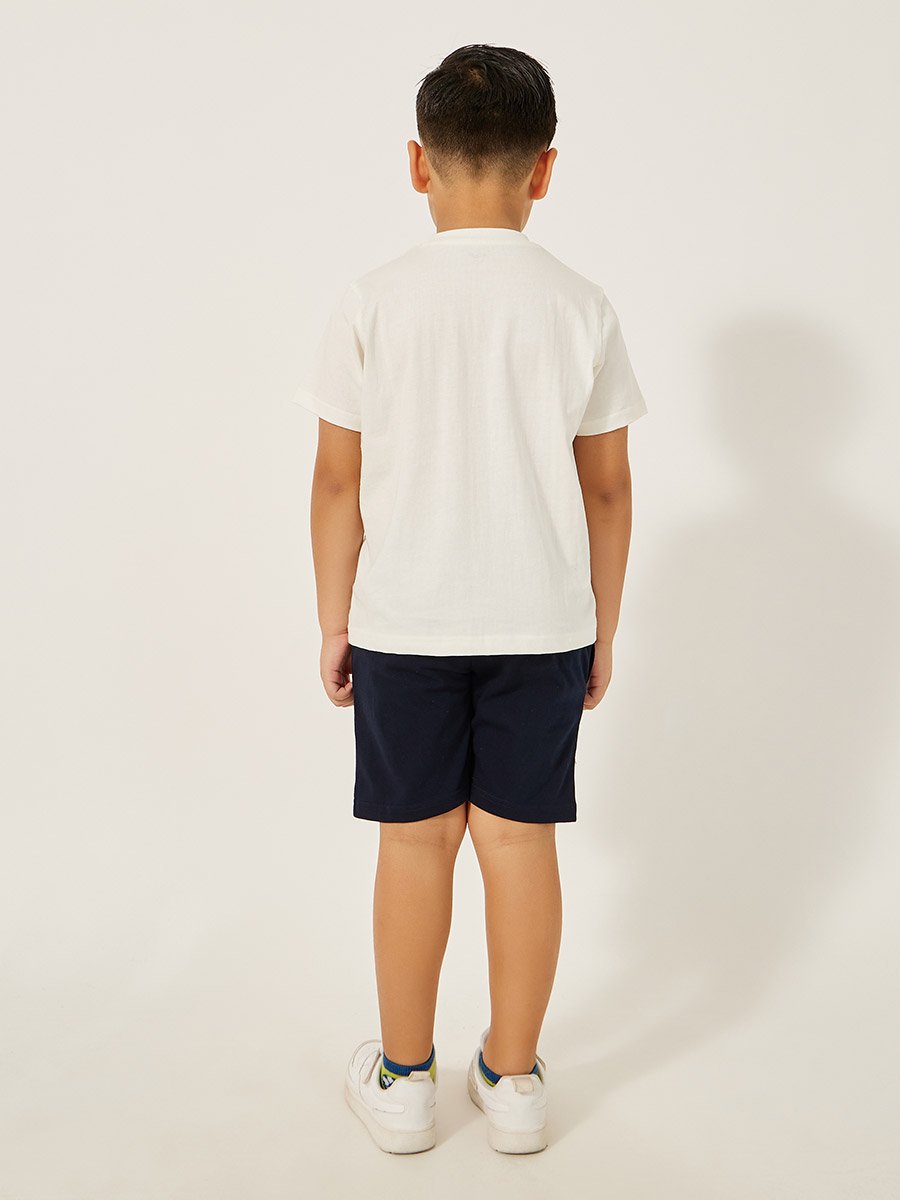 Solid Round Neck T-Shirt and Shorts Set