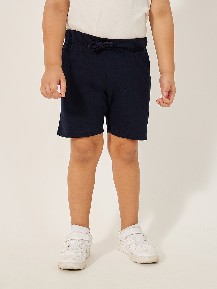 Solid Round Neck T-Shirt and Shorts Set