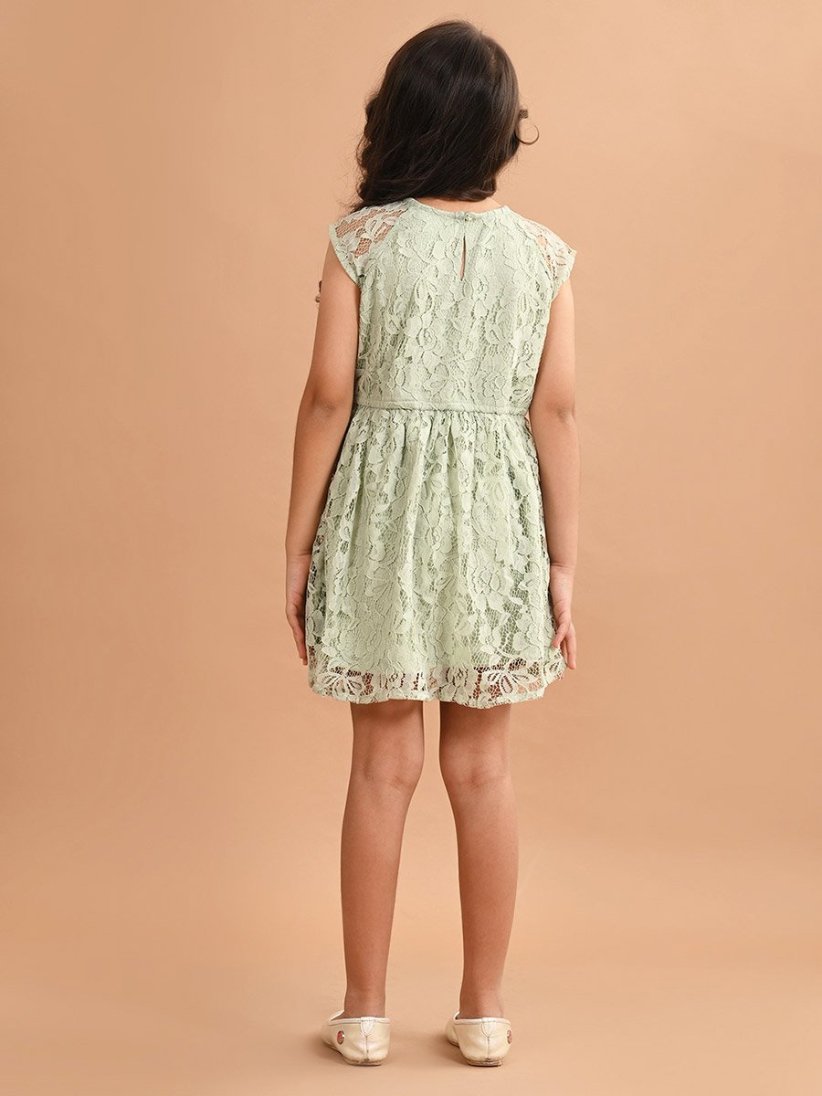 All Over Lace Fit and Flare Dress For Kids at Bahrain | Styli All Over Lace Fit and Flare Dress For Kids at Bahrain | Styli