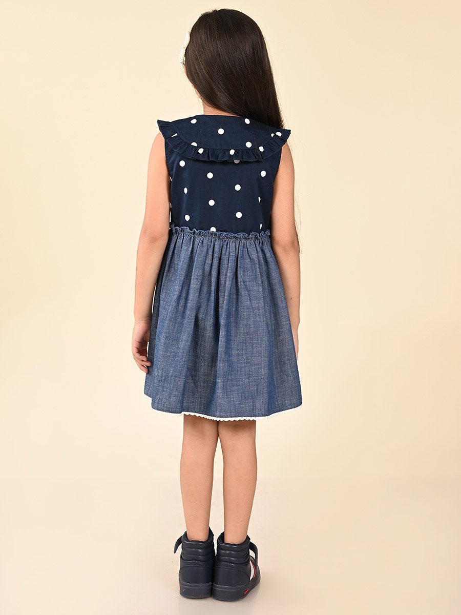 white christmas dresses Midnight Denim Polka Dot Dress – Sisters Petite