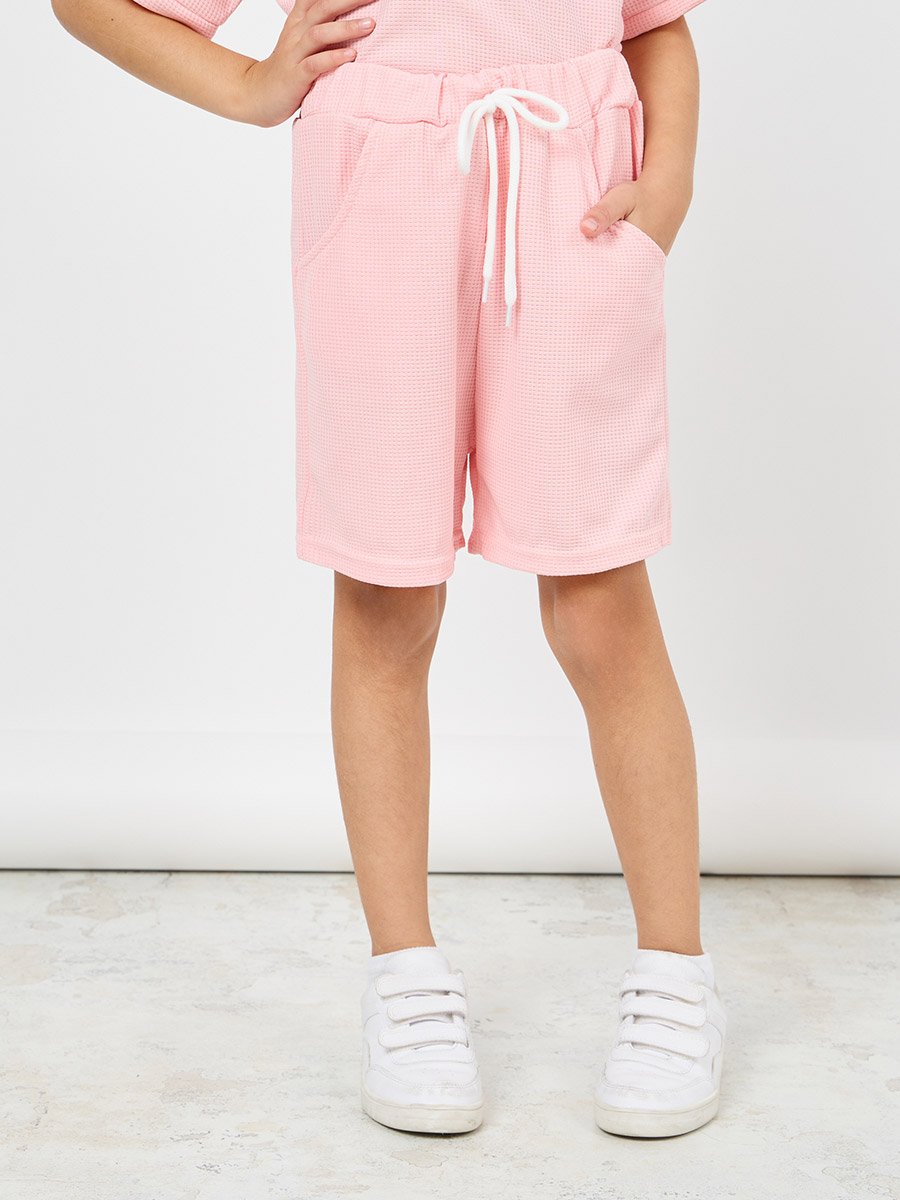 Patch Detail Waffle Loose T-Shirt and Short Set