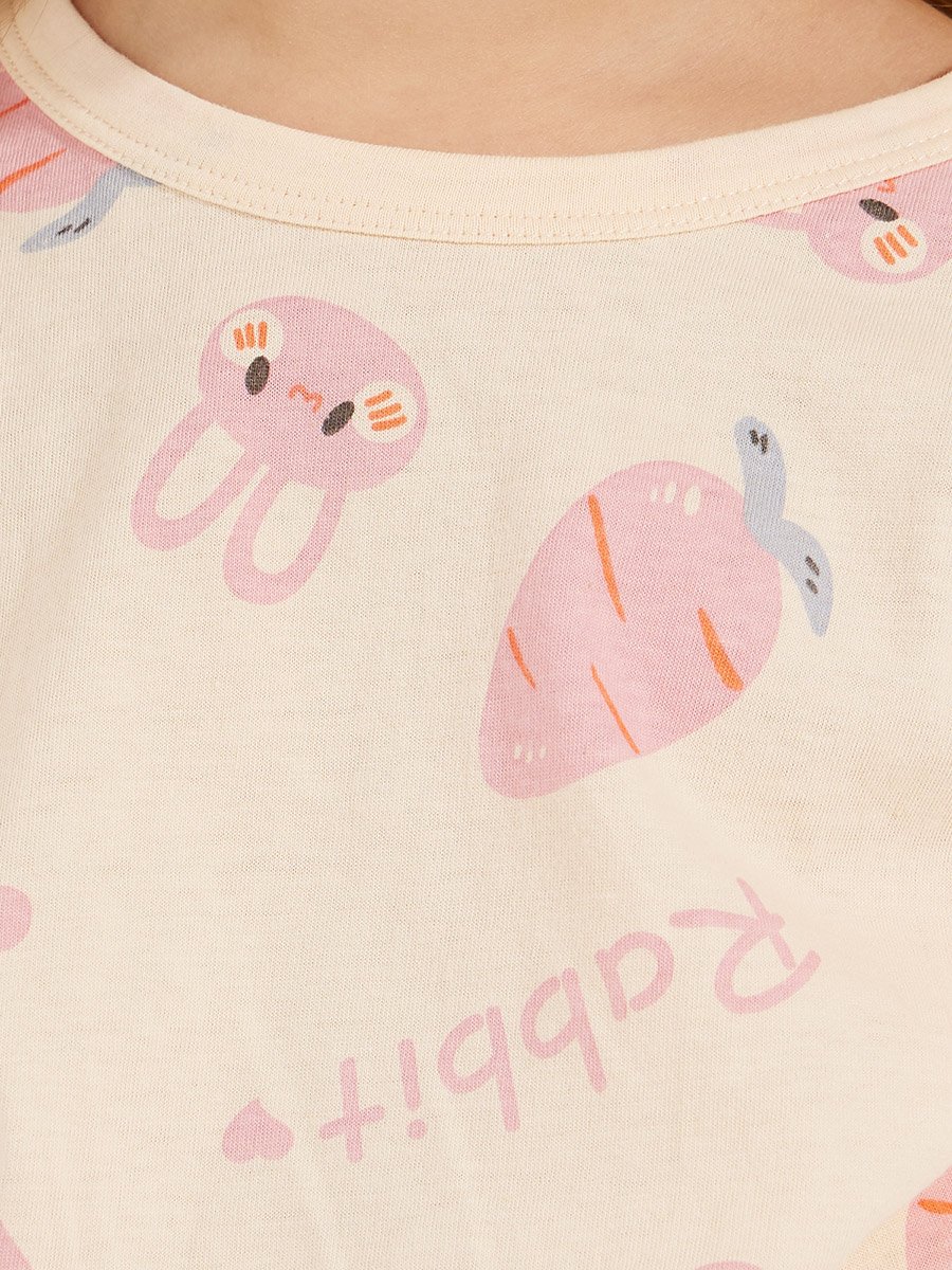 Bunny Carrot Print T-Shirt and Shorts Set