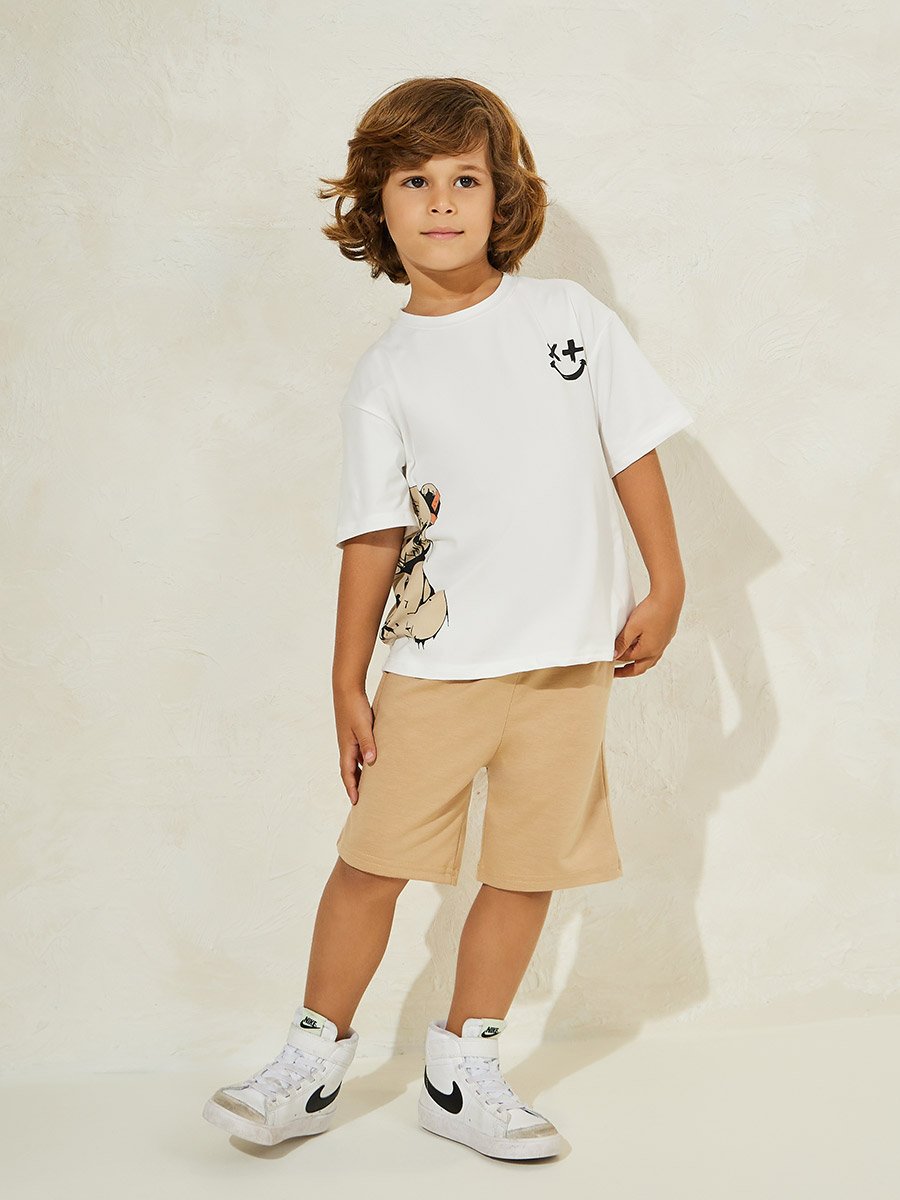 Bear Graphic Print T-Shirt and Shorts Set