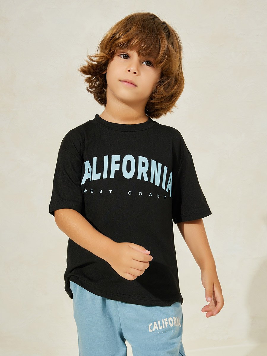 Letter Print T-Shirt and Cargo Joggers Set