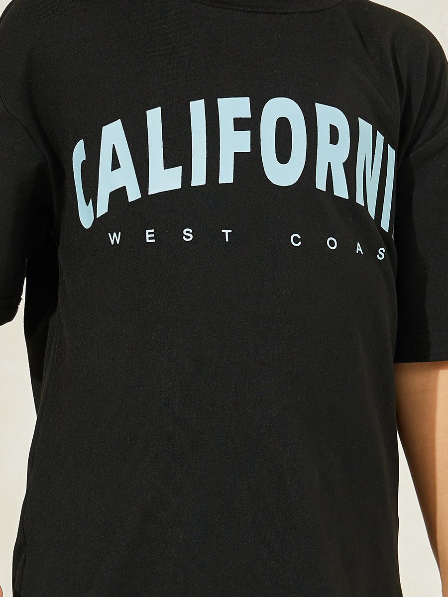 Letter Print T-Shirt and Cargo Joggers Set