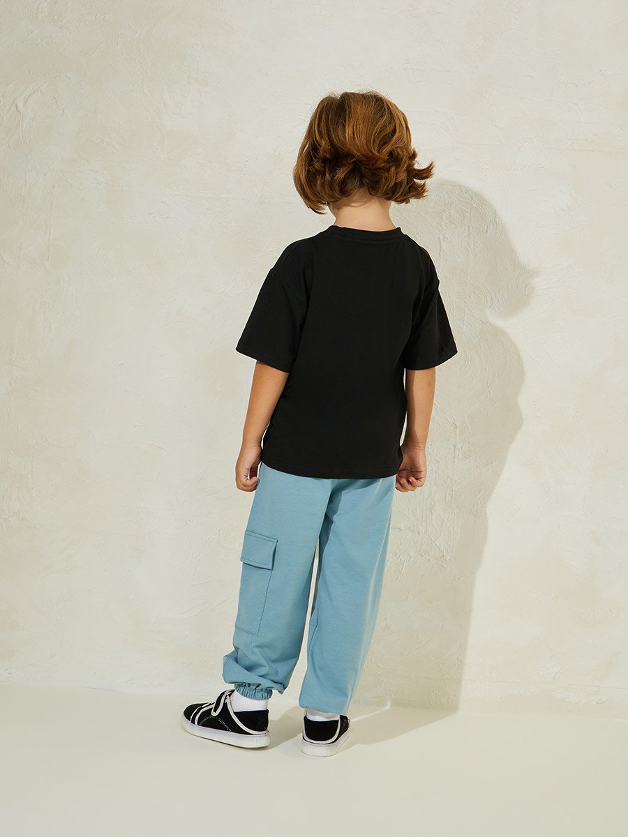 Letter Print T-Shirt and Cargo Joggers Set