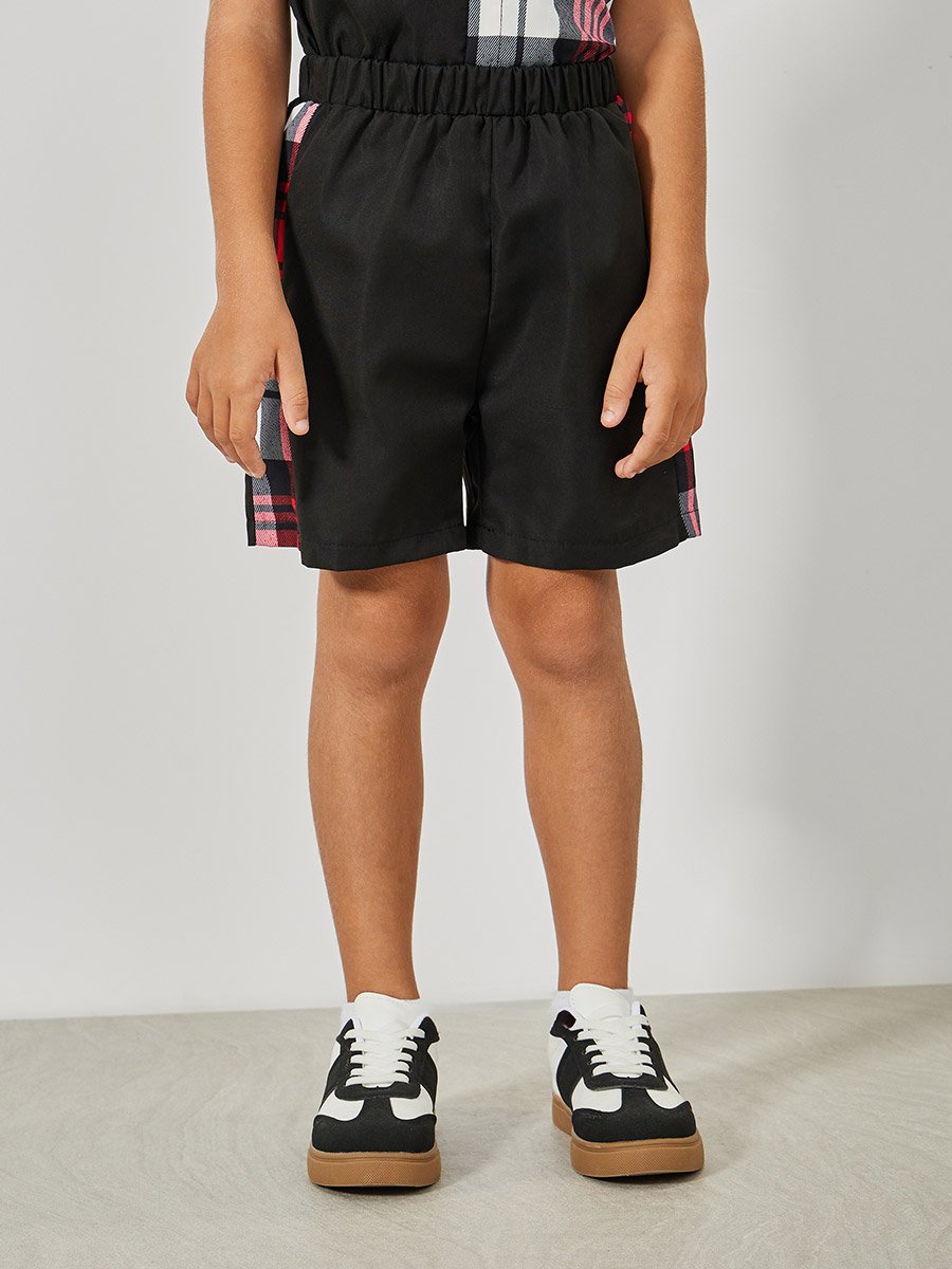Color Block Checked Print Shirt and Shorts Set