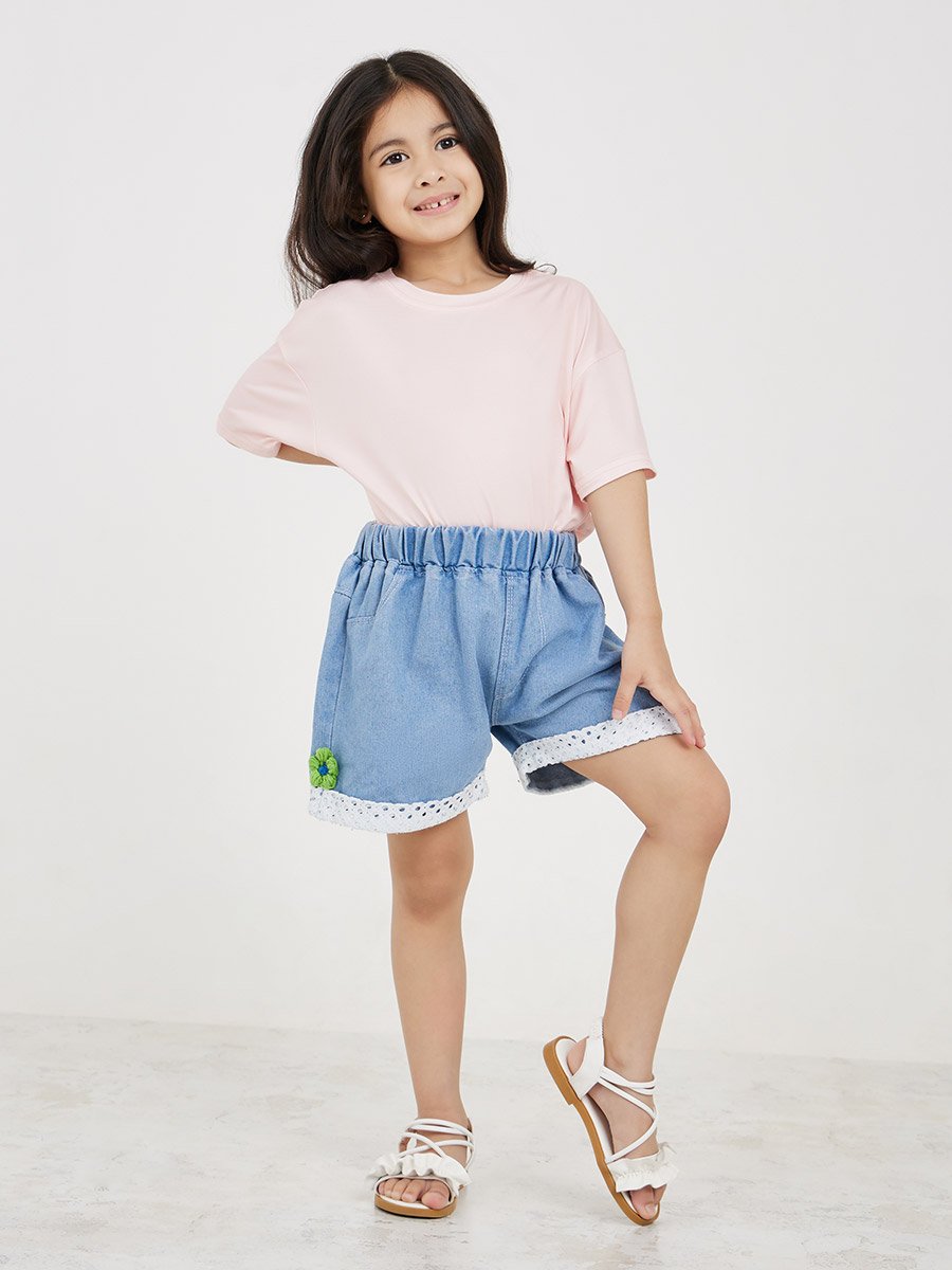 Oversized Printed Back Round Neck T-Shirt