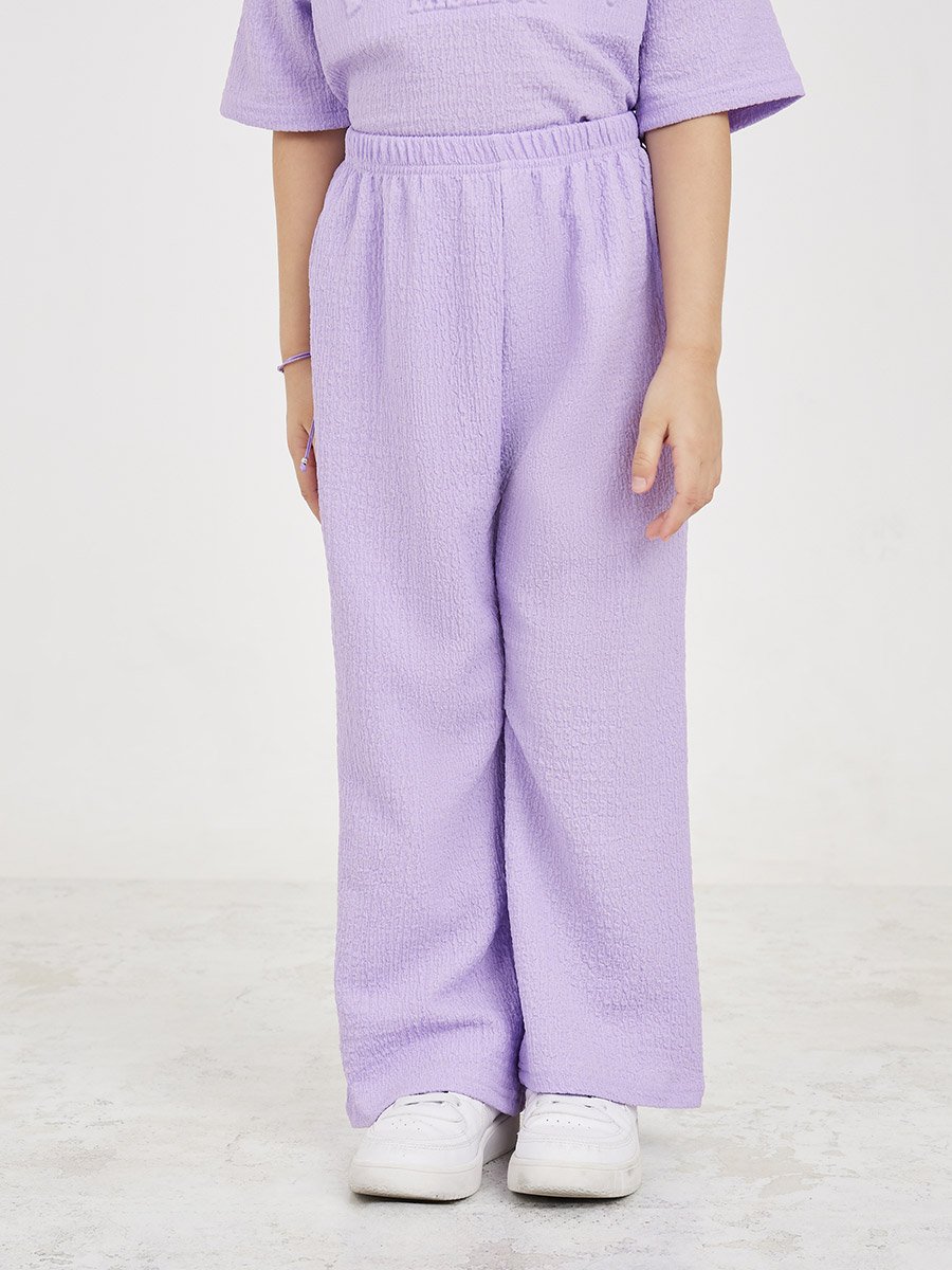 Embossed Textured T-Shirt and Wide Leg Pants Set 