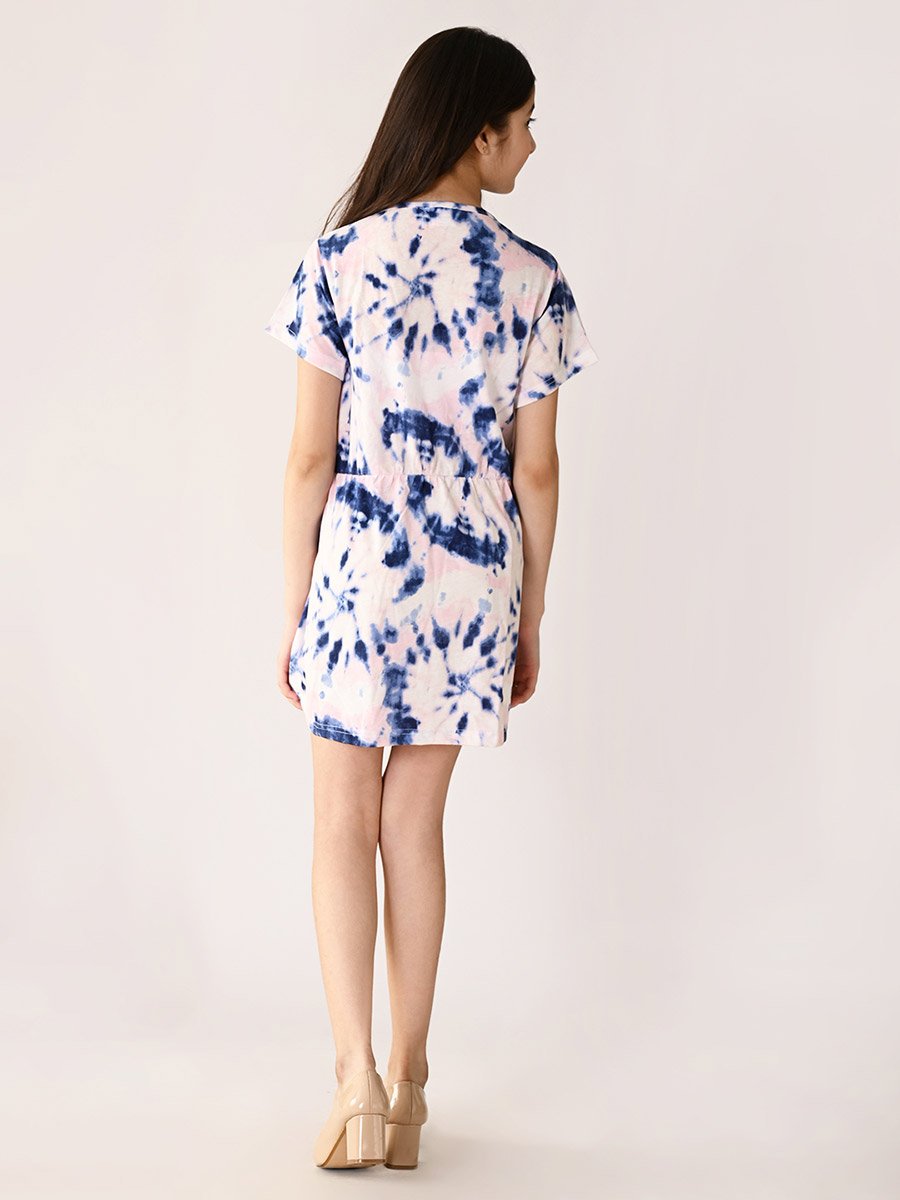 Tie-Dyed Round Neck T-Shirt Dress