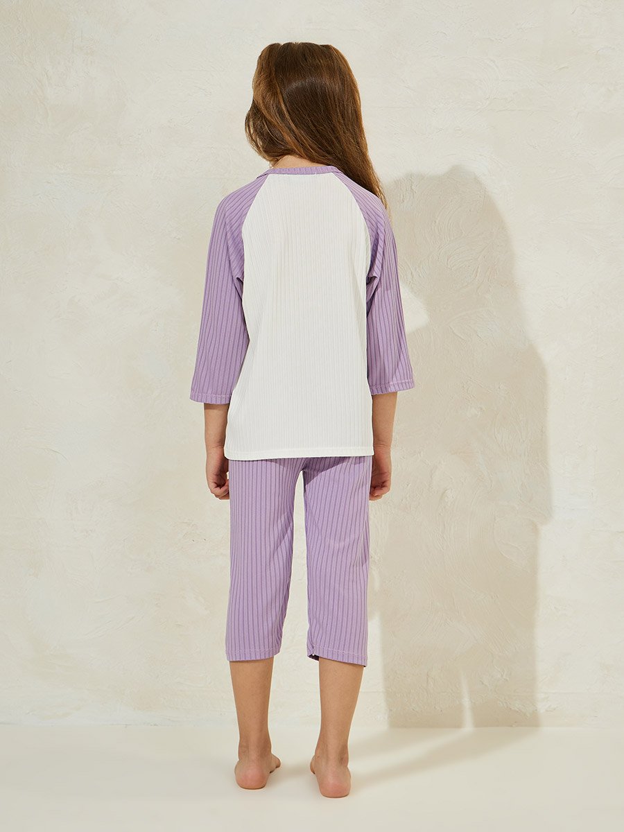 Rabbit Print 3/4 Sleeves T-Shirt and Crop Pyjama Set 