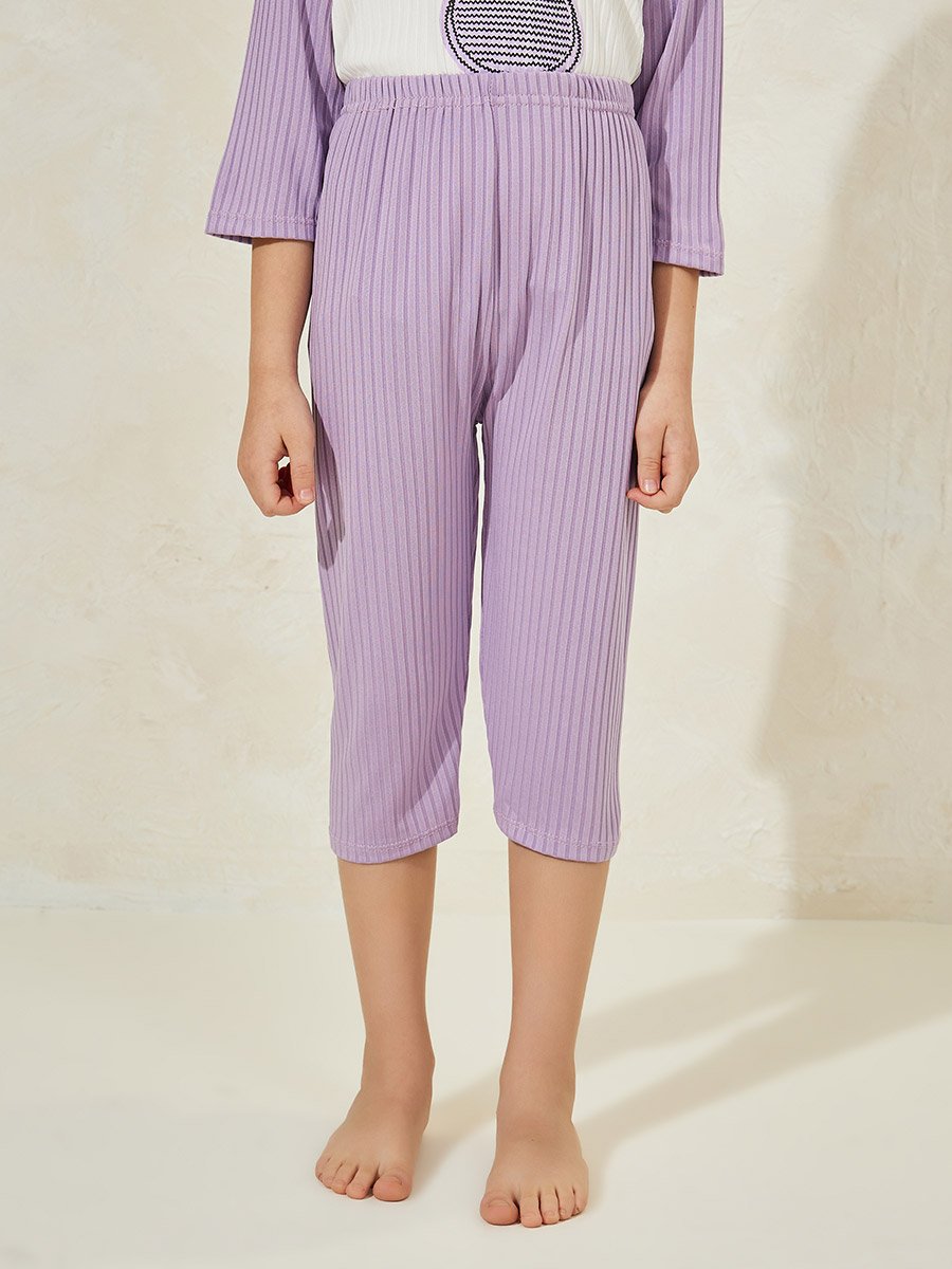 Rabbit Print 3/4 Sleeves T-Shirt and Crop Pyjama Set 