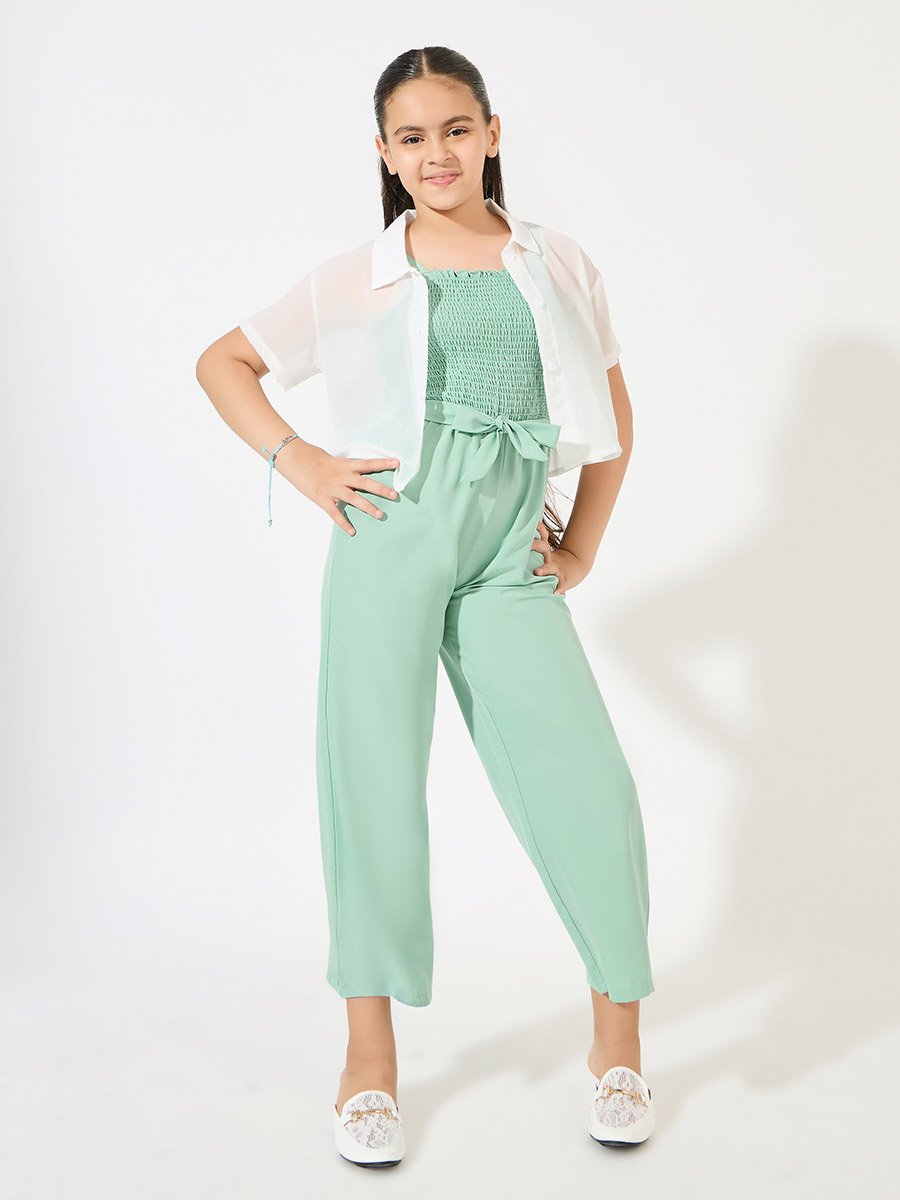 Chiffon Shirt and Cami Jumpsuit Set