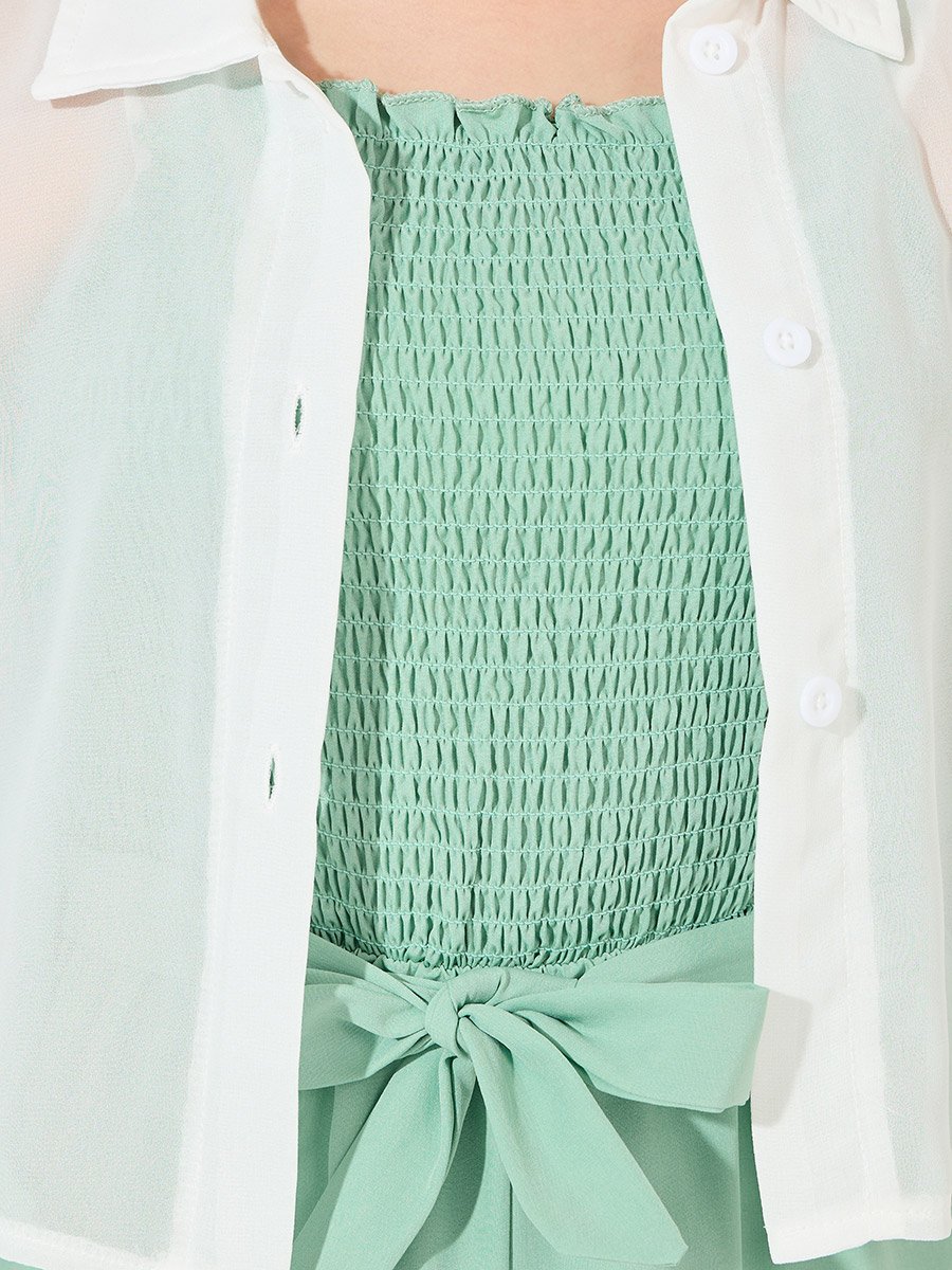 Chiffon Shirt and Cami Jumpsuit Set