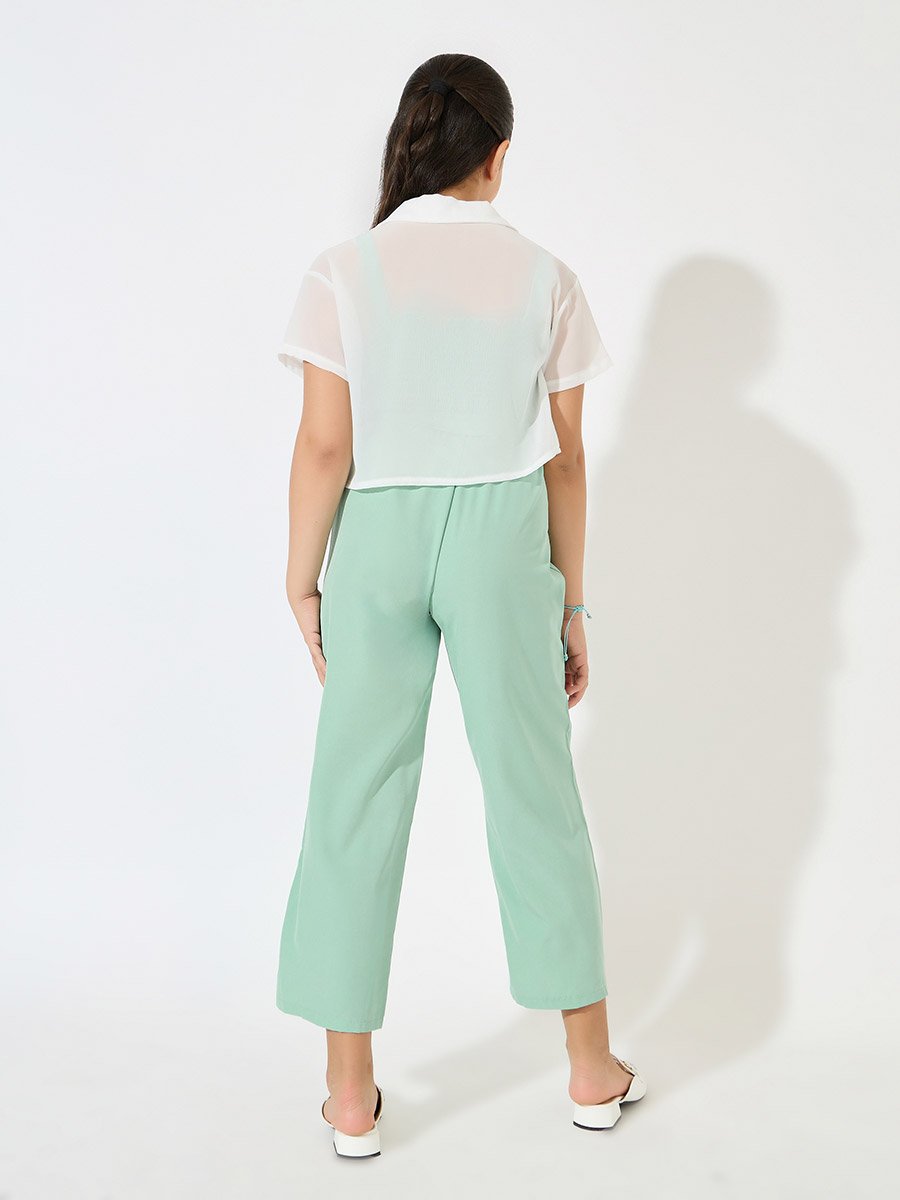 Chiffon Shirt and Cami Jumpsuit Set