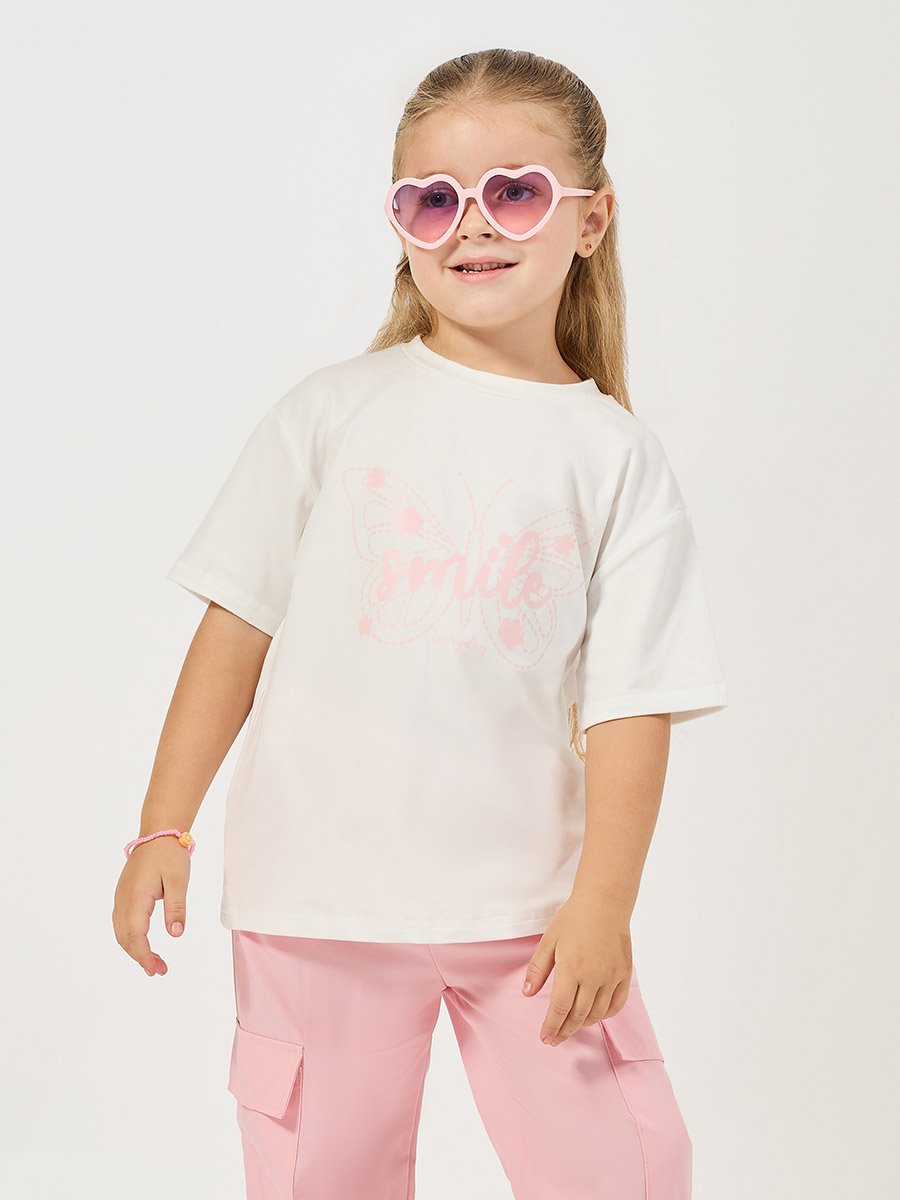Butterfly Print Oversized T-Shirt and Cargo Pants Set