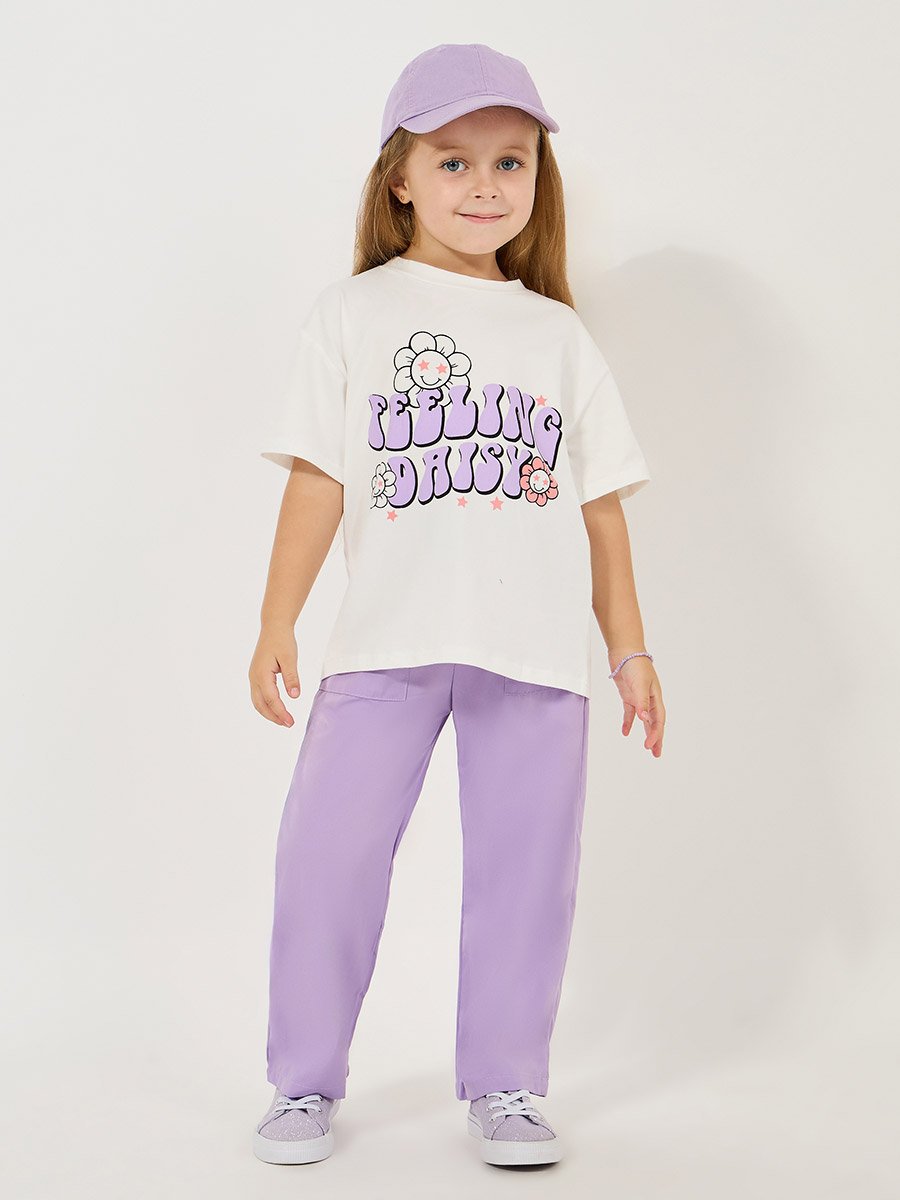 Graphic Print Oversized T-Shirt and Solid Pants Set