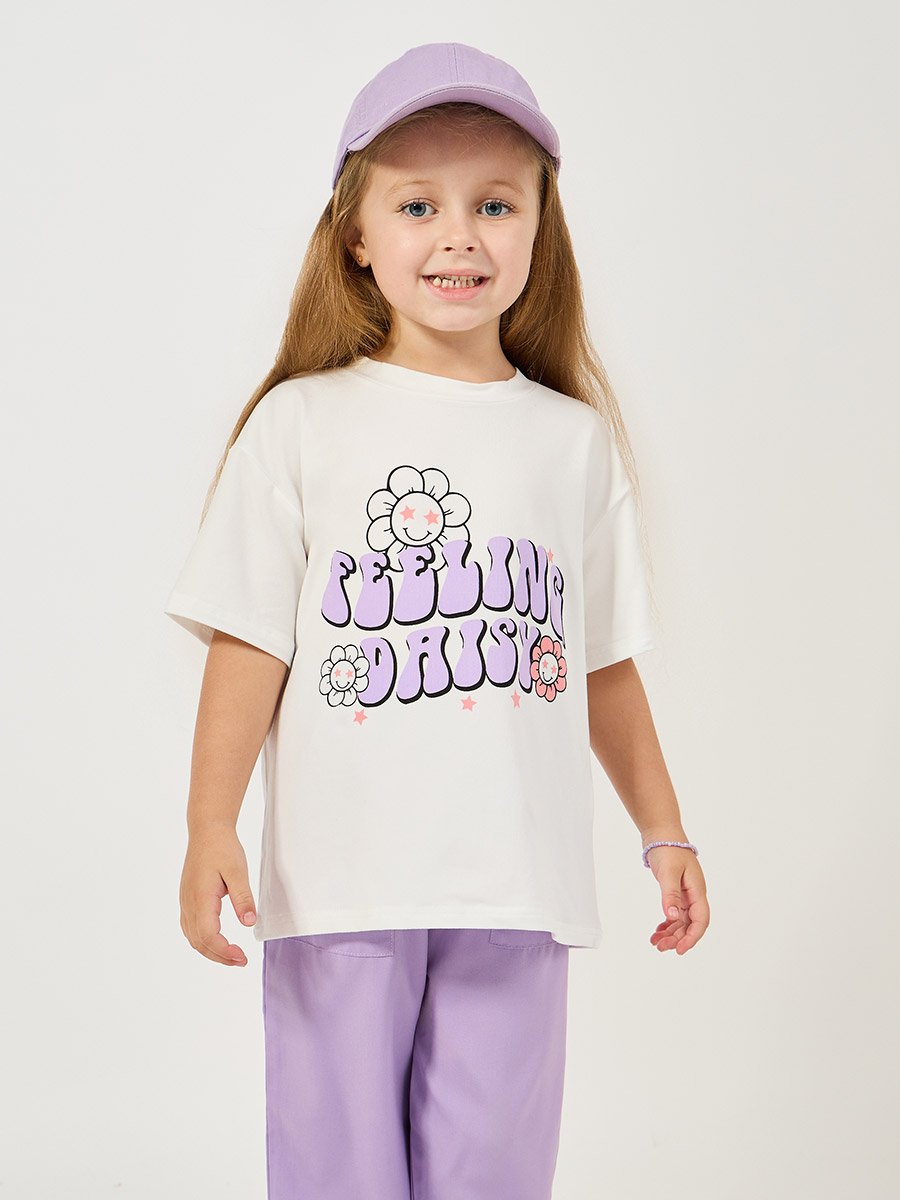 Graphic Print Oversized T-Shirt and Solid Pants Set