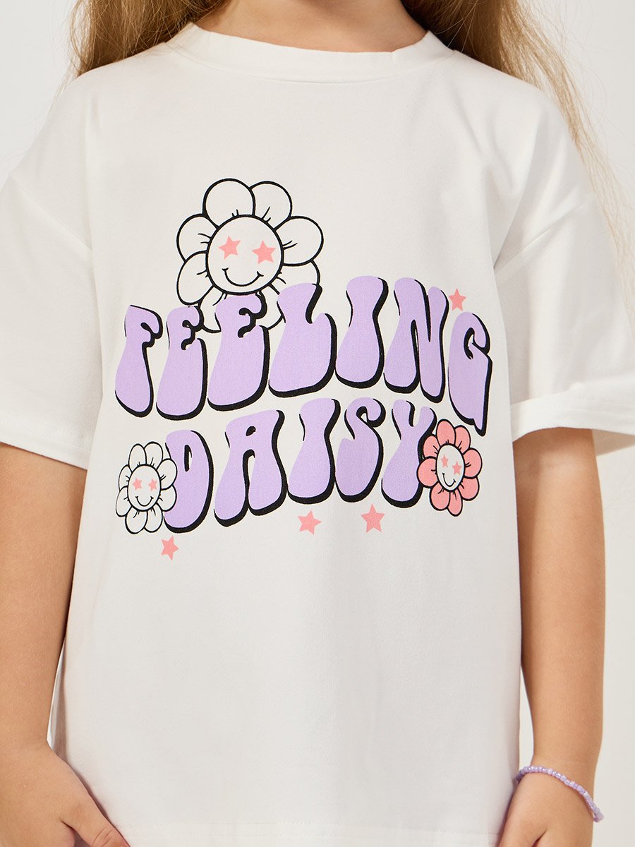 Graphic Print Oversized T-Shirt and Solid Pants Set