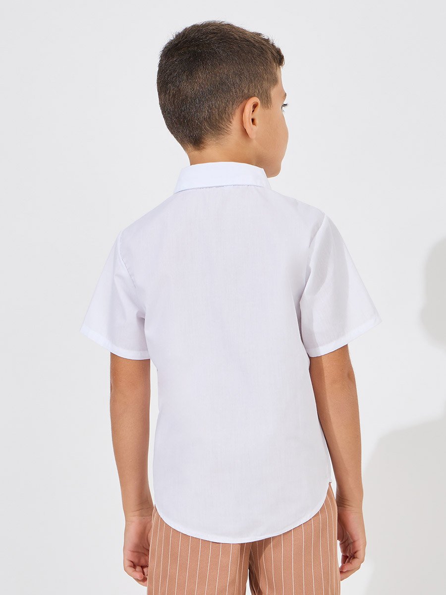 Solid Front Pocket Short Sleeves Shirt