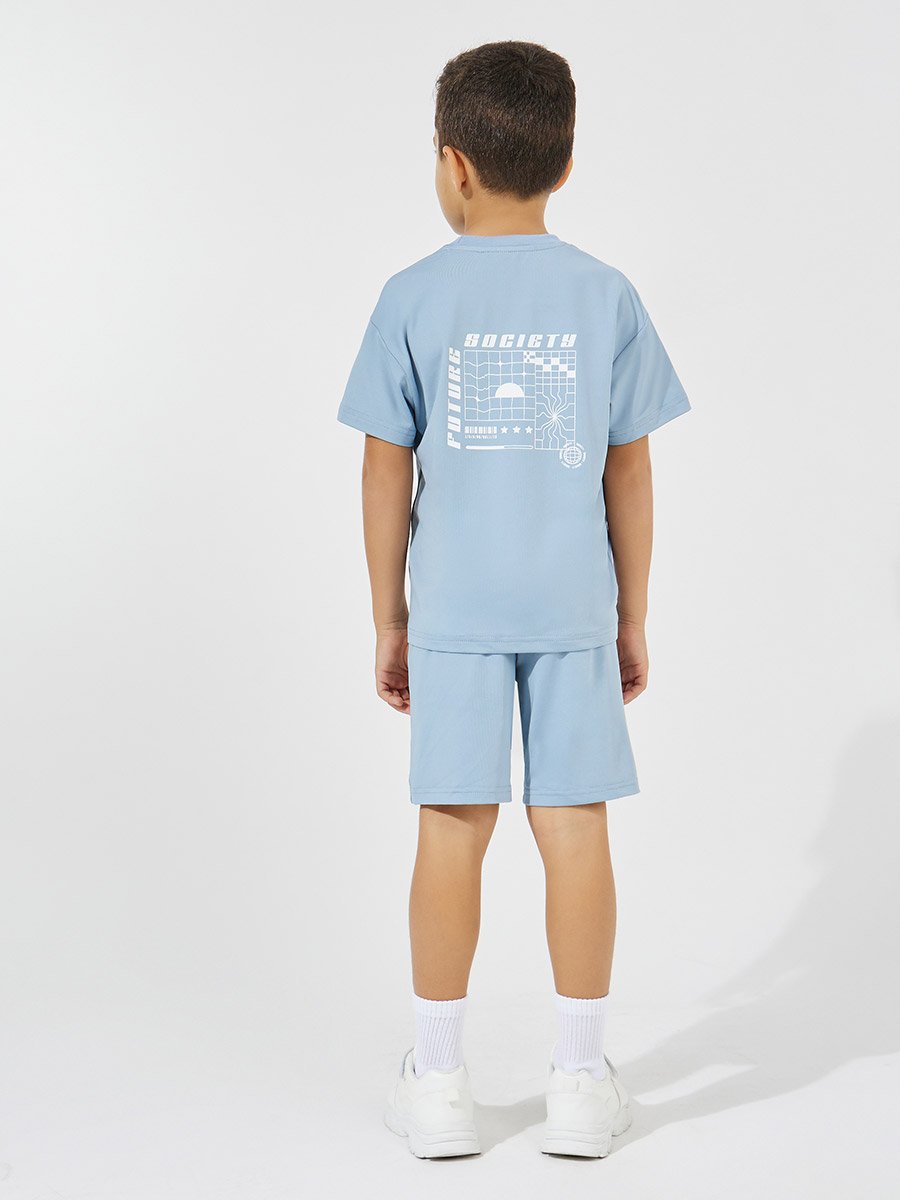 Back Graphic Print Oversized T-Shirt and Shorts Set