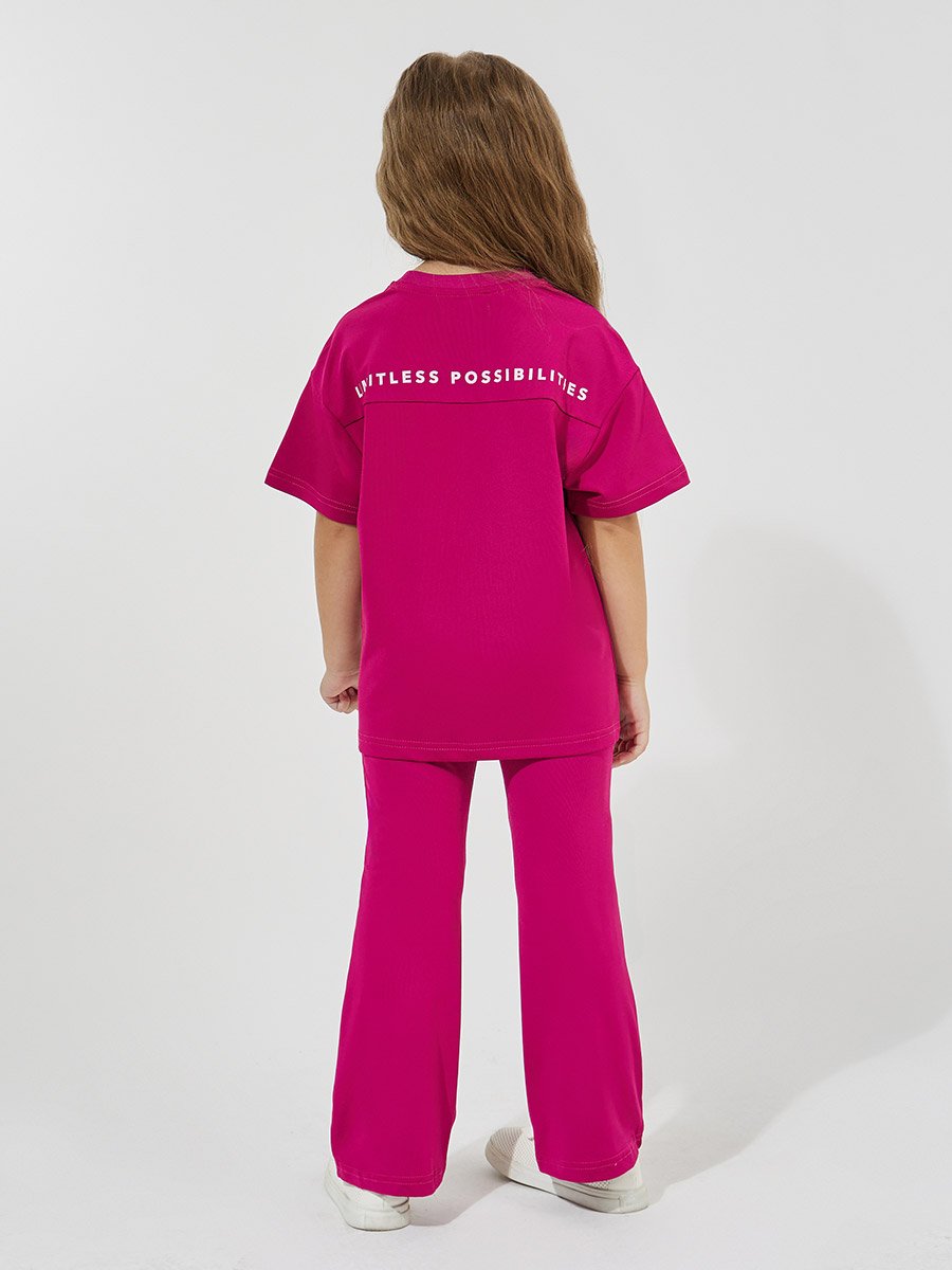 Slogan Print Oversized T-Shirt and Flared Pants Set