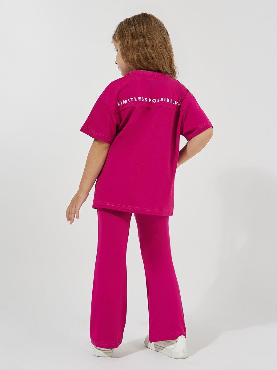 Slogan Print Oversized T-Shirt and Flared Pants Set