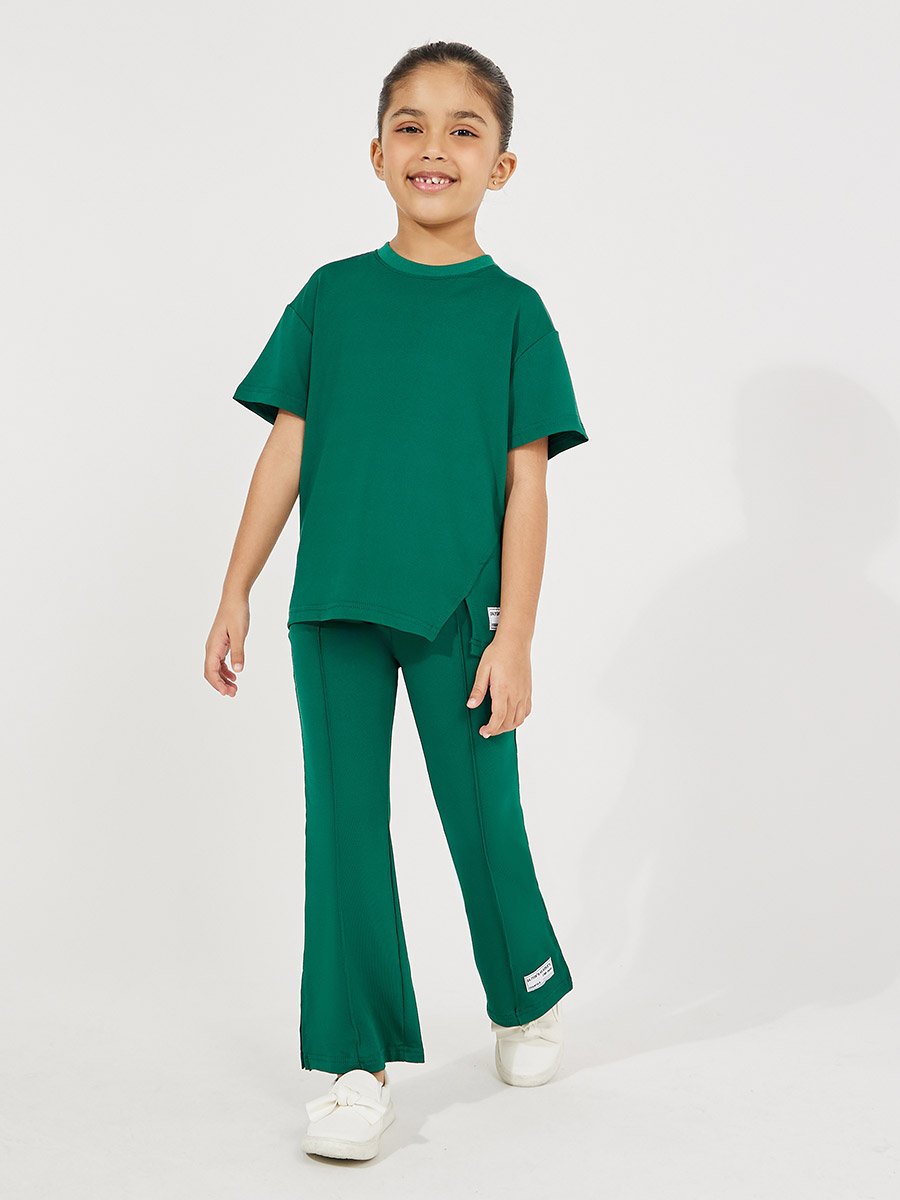 Oversized Drop Shoulder T-Shirt and Flared Leggings Set