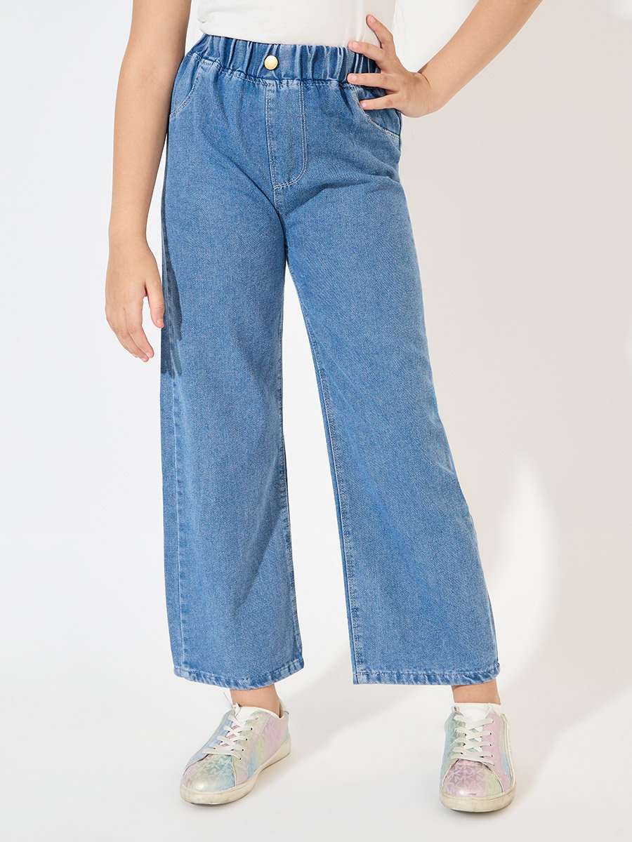 Button Front Straight Leg Jeans